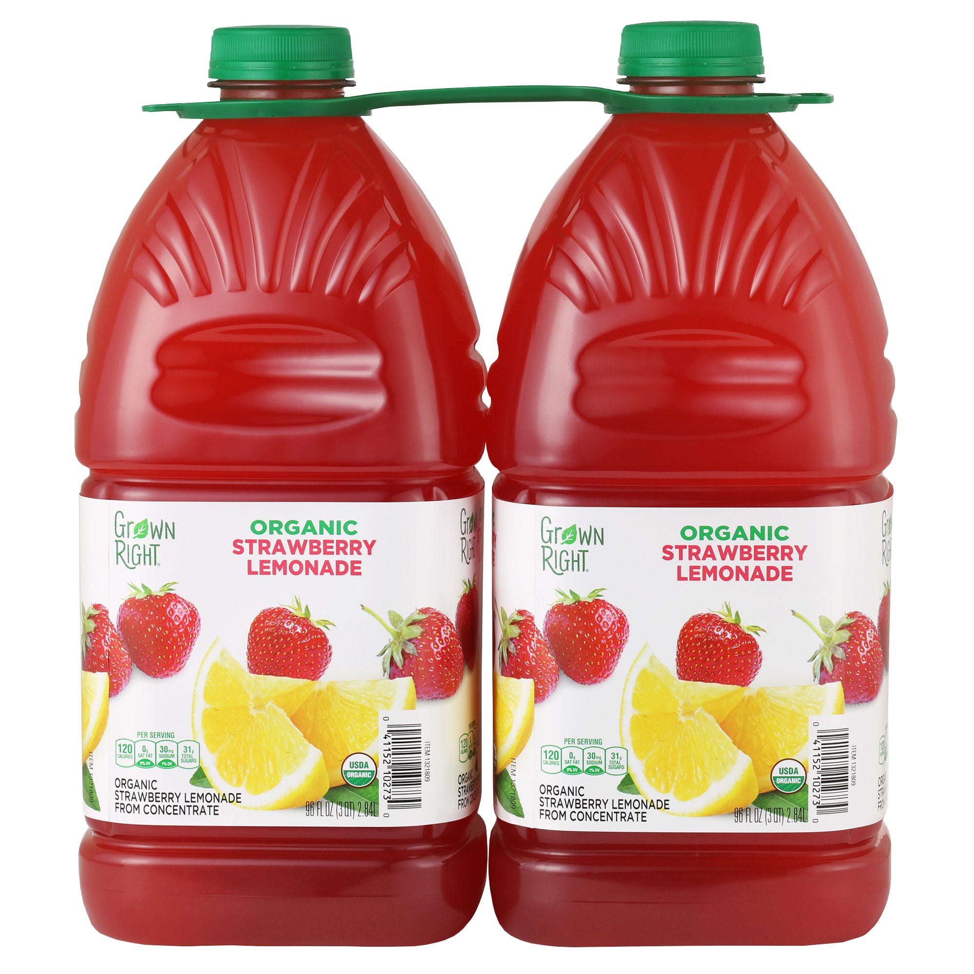 GROWN RIGHT ORGANIC STRAWBERRY LEMONADE 2/96 OZ - Image 1
