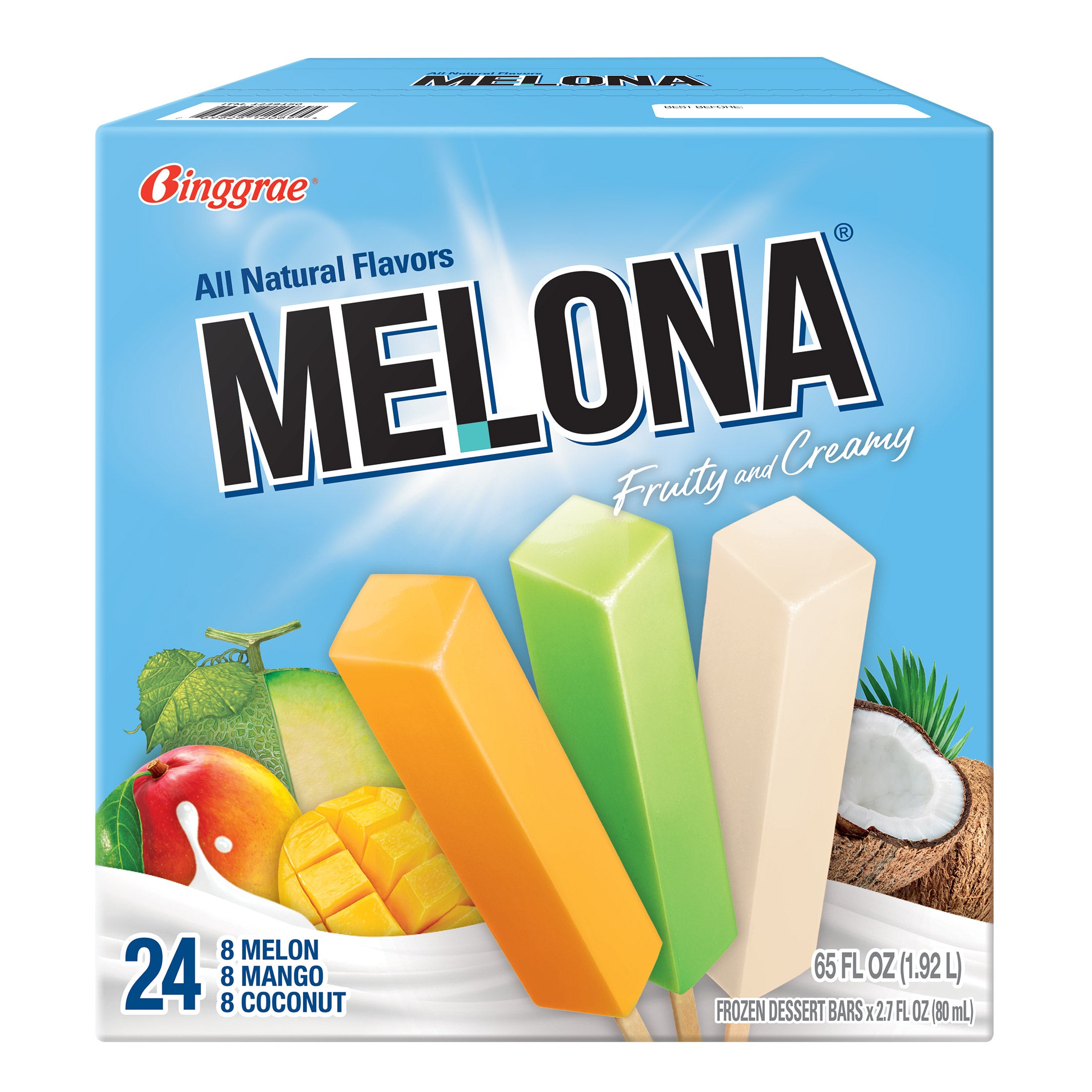 BINGGRAE MELONA BARS MELON, COCONUT & MANGO 24 CT - Image 1