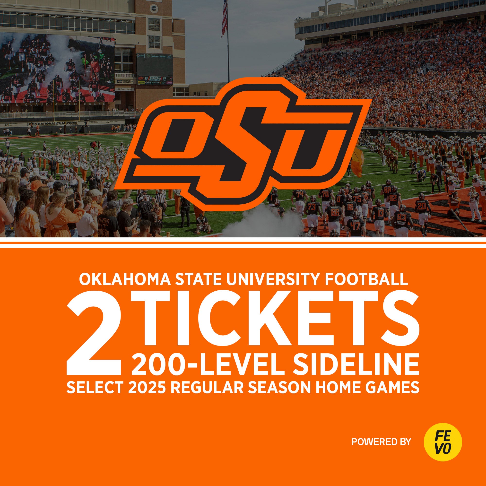 NCAA-OK STATE FOOTBALL 2- 200 LEVEL TICKETS ITEM IS NON-REFUNDABLE