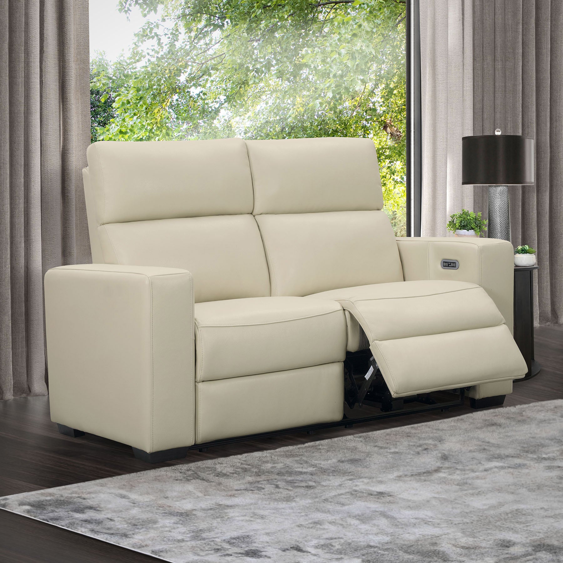ABBYSON KRAMER LEATHER POWER RECLINING LOVESEAT