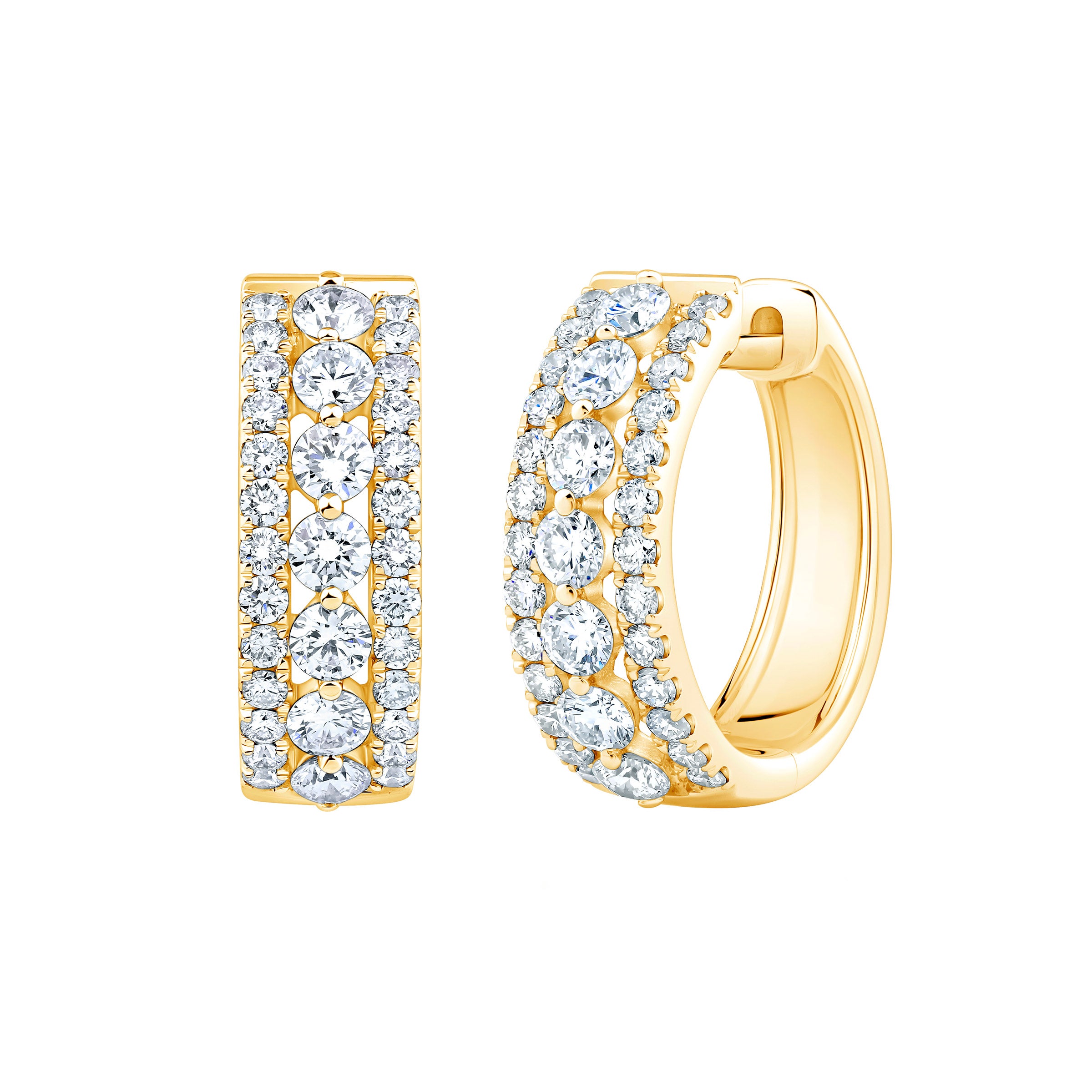 14KT YELLOW GOLD VS2 I 1.00CTW ROUND DIAMOND HOOP EARRINGS - Image 1
