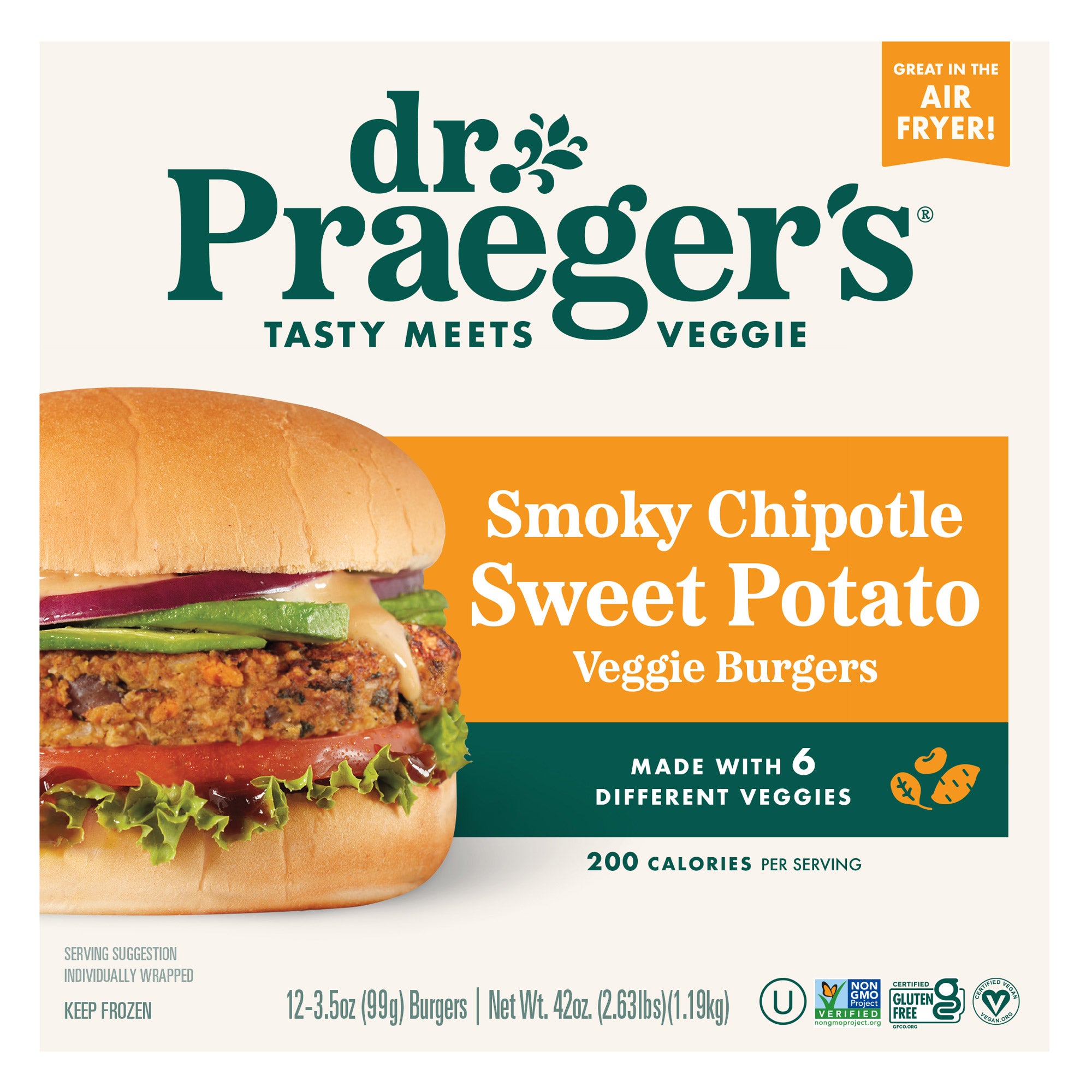 DR. PRAEGER CHIPOTLE SWEET POTATO BURGER 12/3.5 OZ