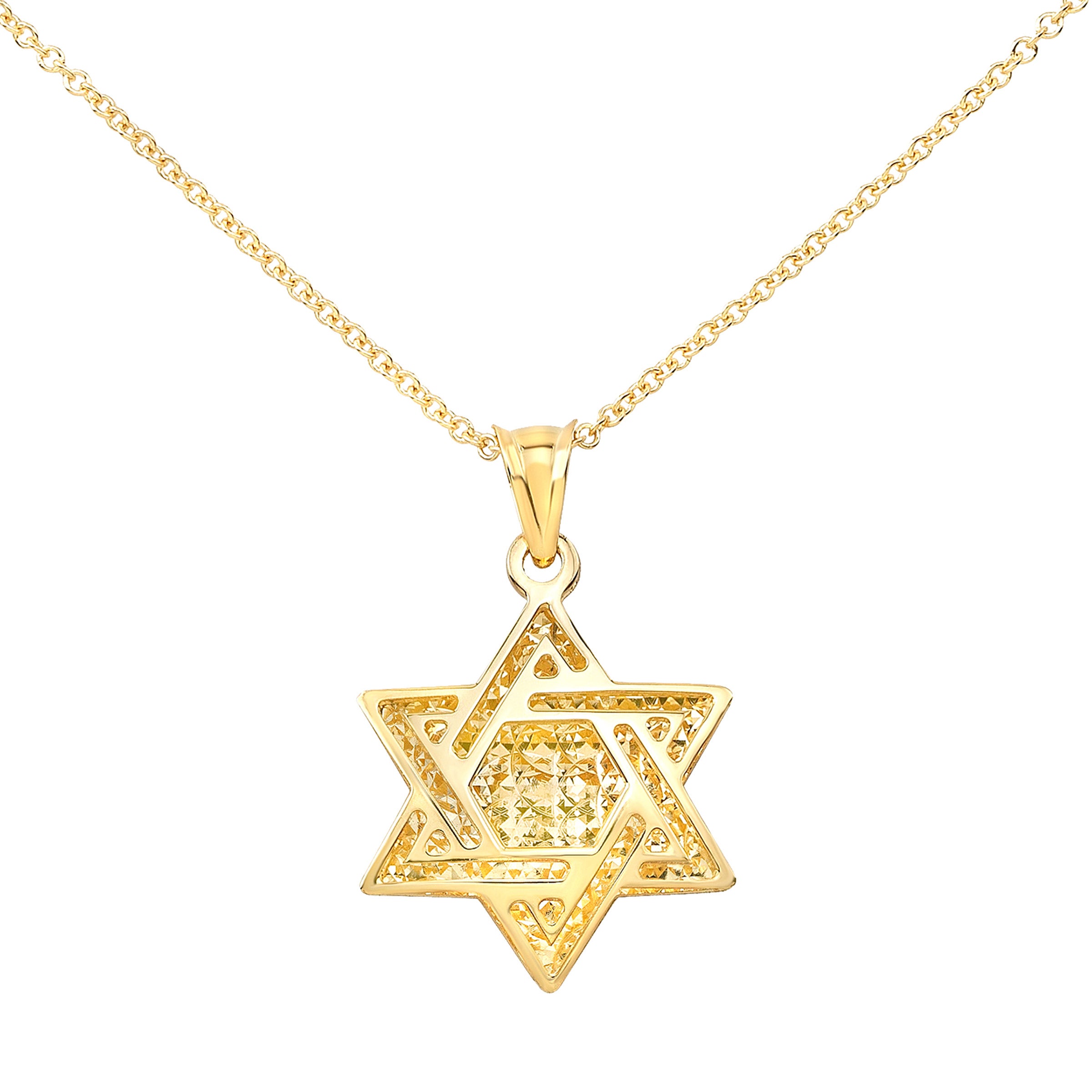 14KT YELLOW GOLD STAR OF DAVID PENDANT MADE IN ITALY - Image 1