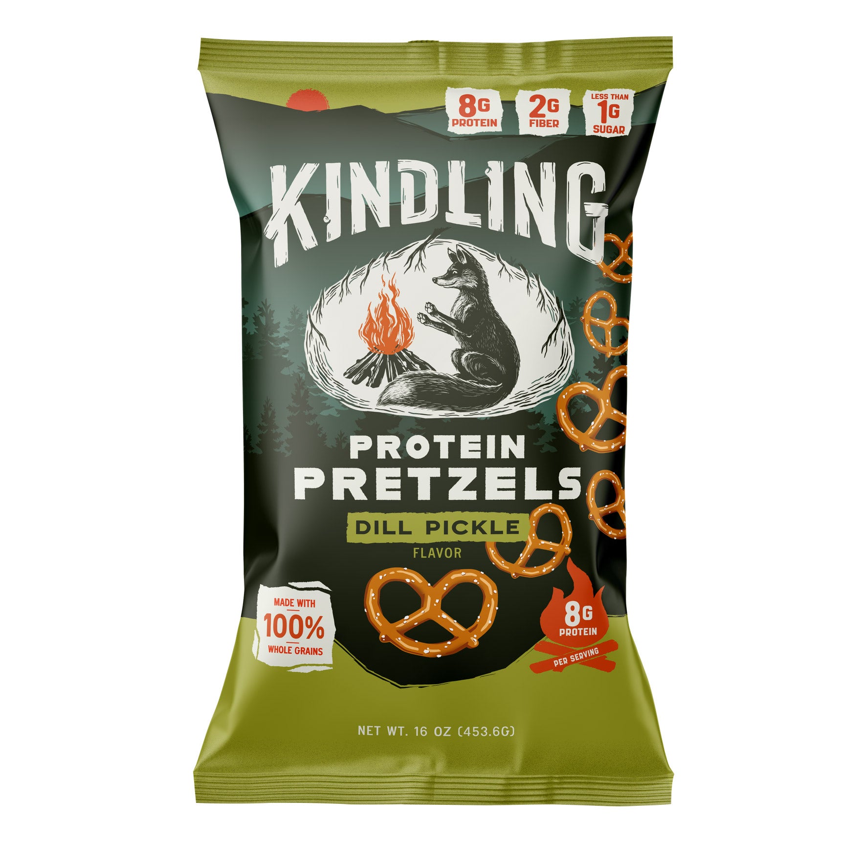 KINDLING DILL PICKLE PROTEIN PRETZELS 16OZ - Image 1
