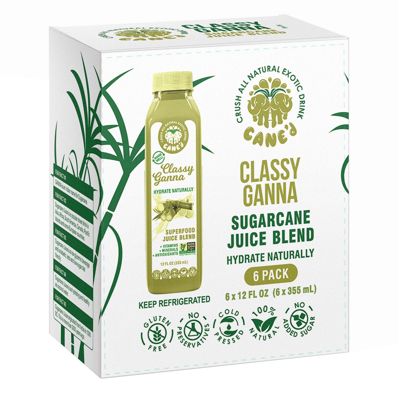 CANE'D CLASSY SUGARCANE JUICE 6/12OZ