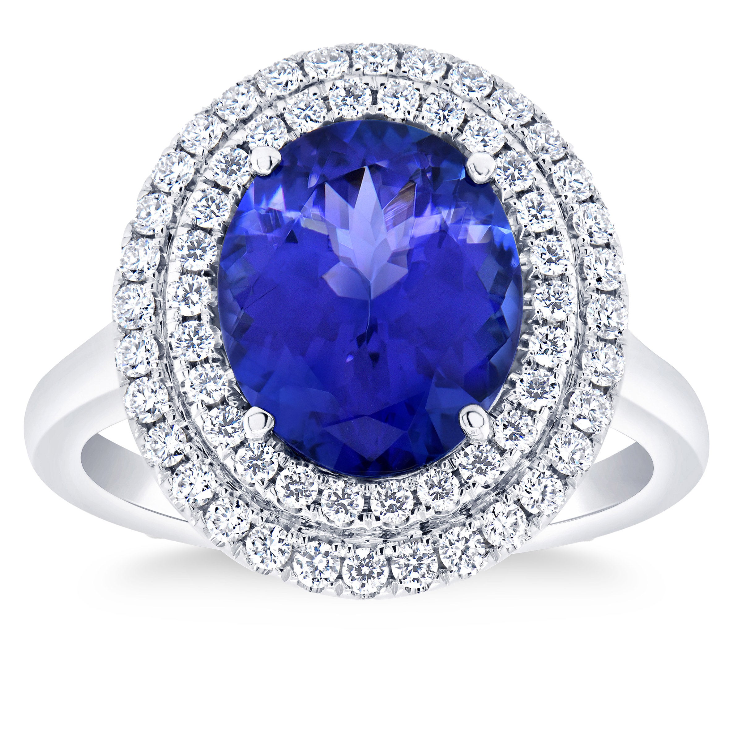 11X9MM OVAL TANZANITE 14KT WHITE GOLD .51CTW DIAMOND RING SIZE 7 - Image 1