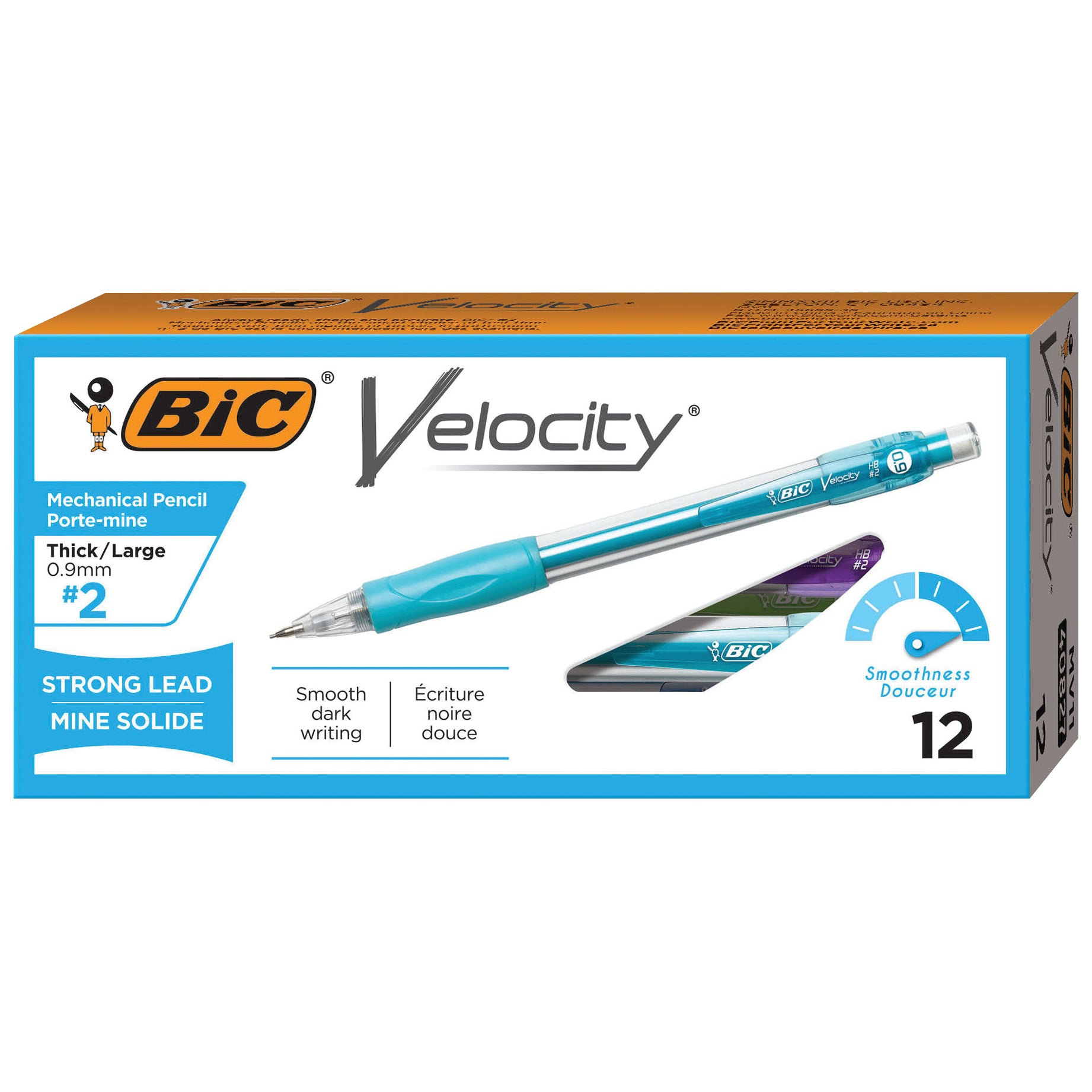 BIC VELOCITY TURQ MECHANICAL PENCIL .9MM BICMV11BK 12CT - Image 1
