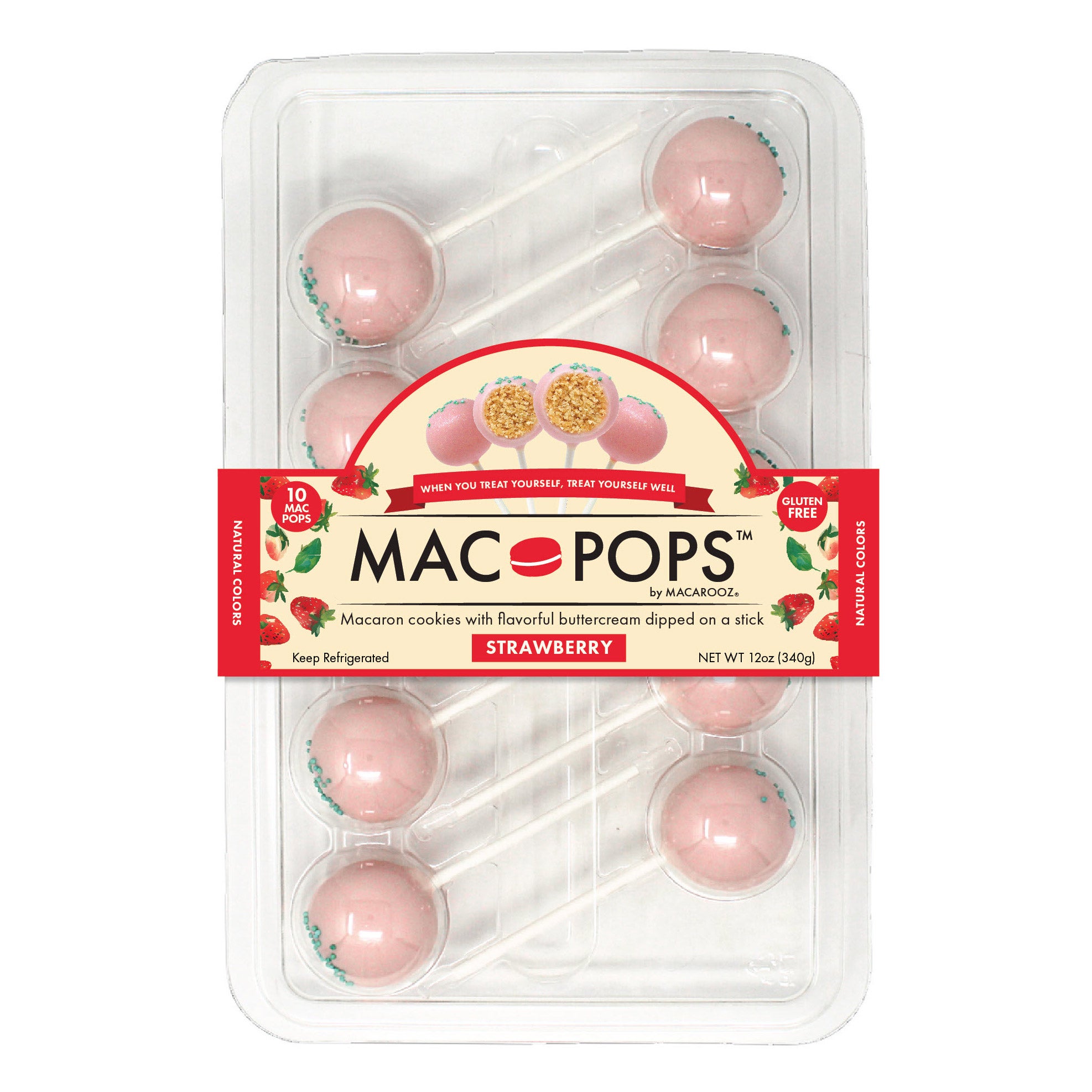 MACAROOZ MACARON STRAWBERRY MAC POPS 10 CT