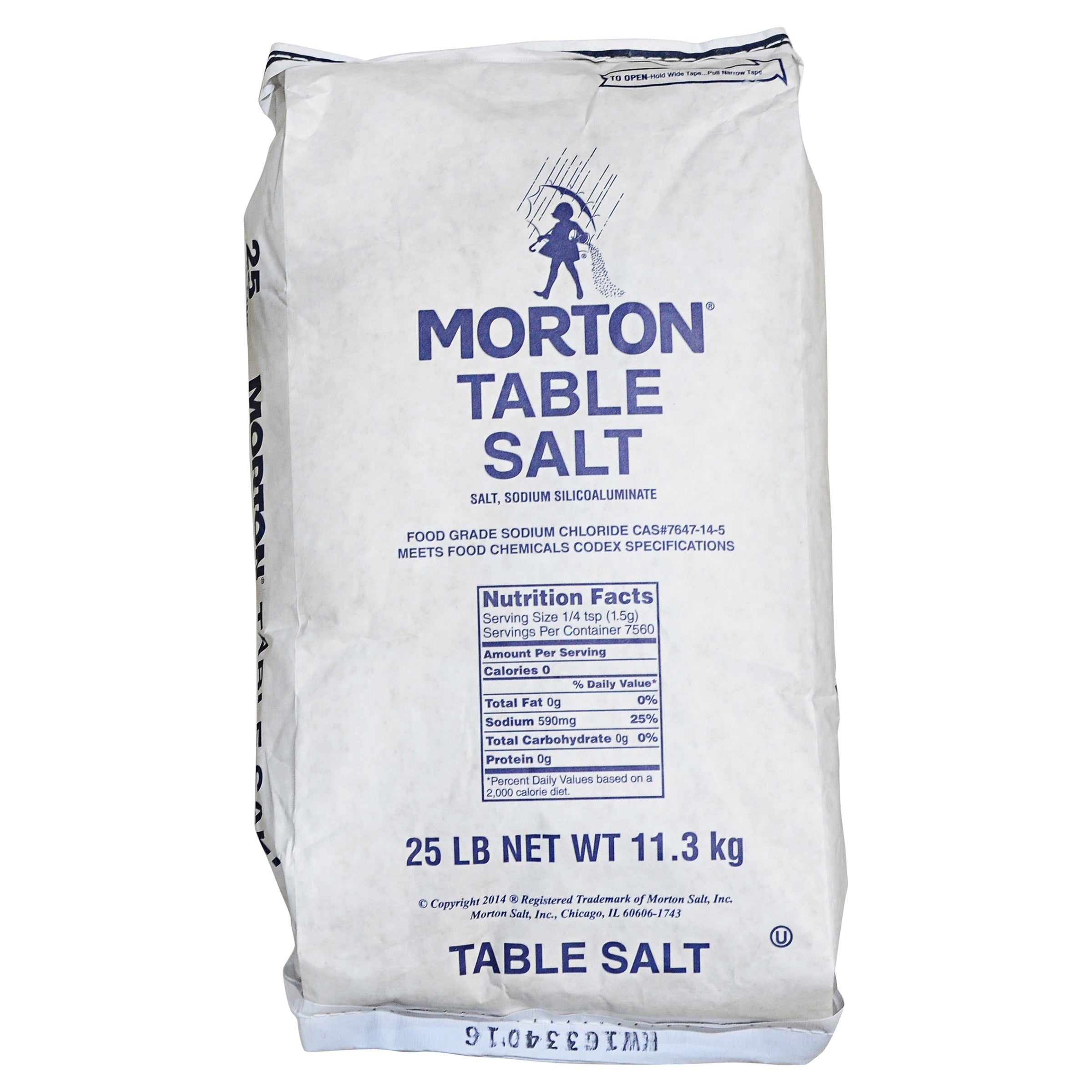 MORTON NON-IODIZED TABLE SALT 25 LBS