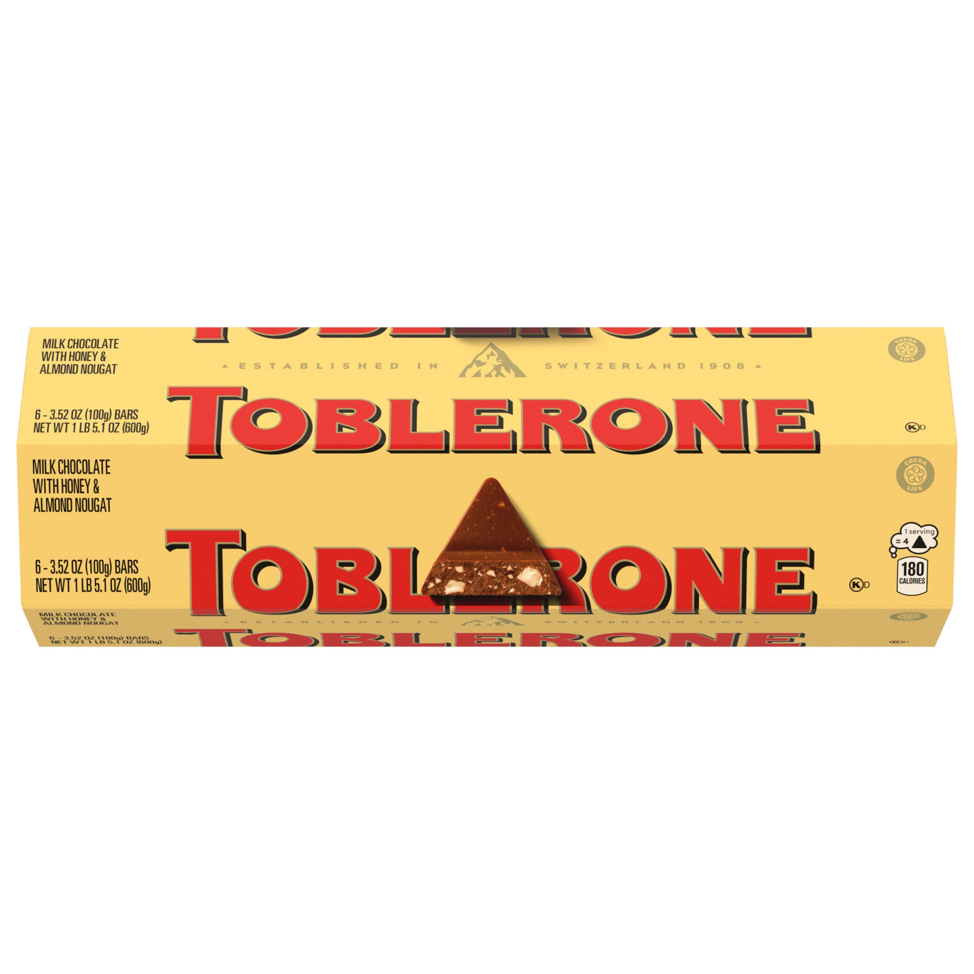 Toblerone Swiss Milk Chocolate 6 / 3.52 oz Bars - Image 1