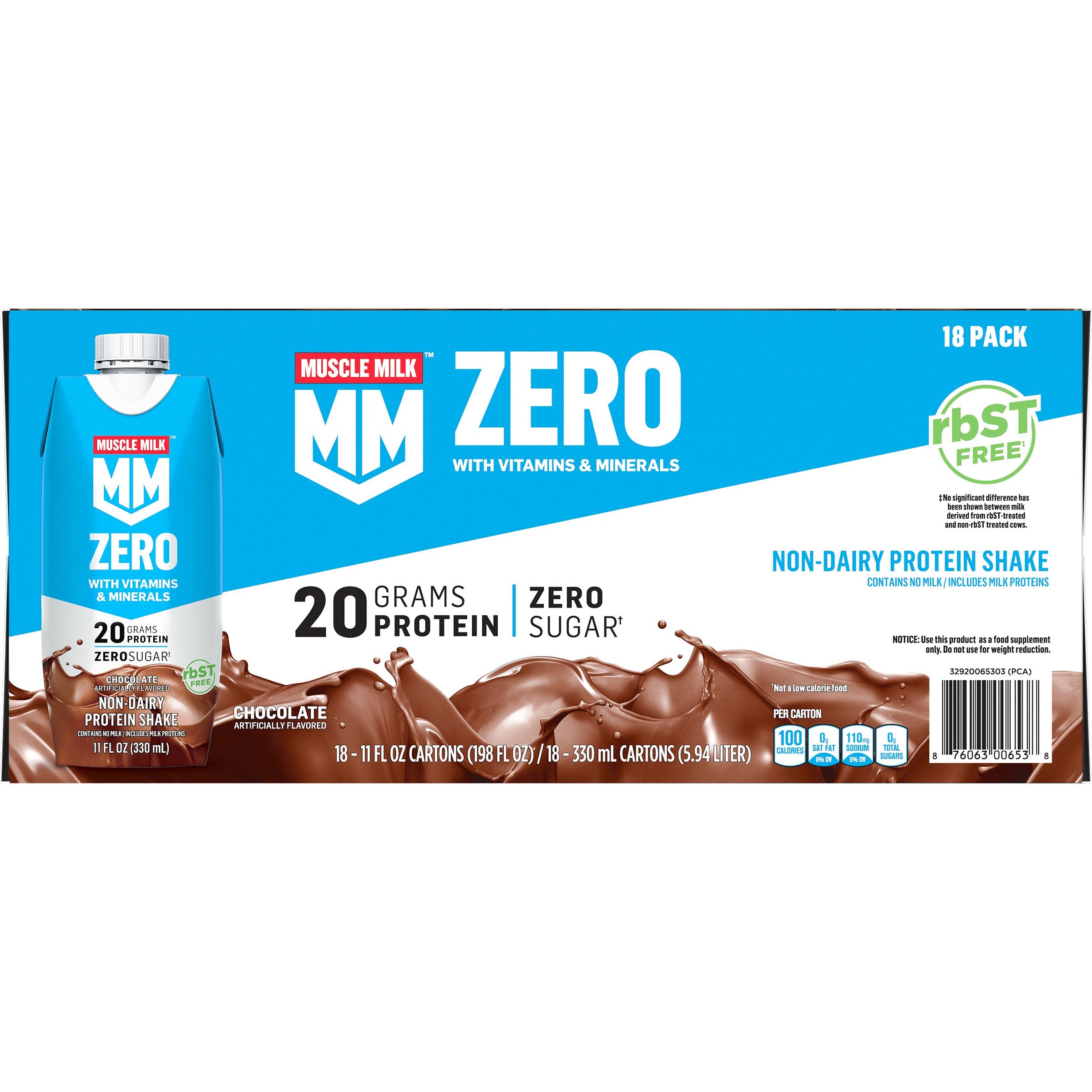 MUSCLE MILK PROTEIN SHAKE CHOCOLATE 18 PK - Image 1