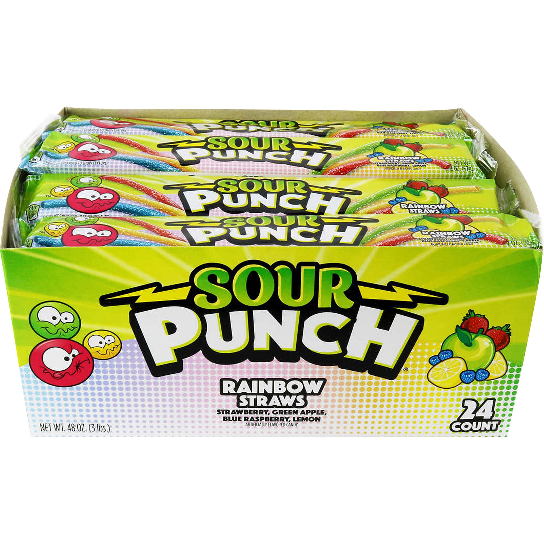 SOUR PUNCH RAINBOW STRAWS 24 CT/2 OZ - Image 1
