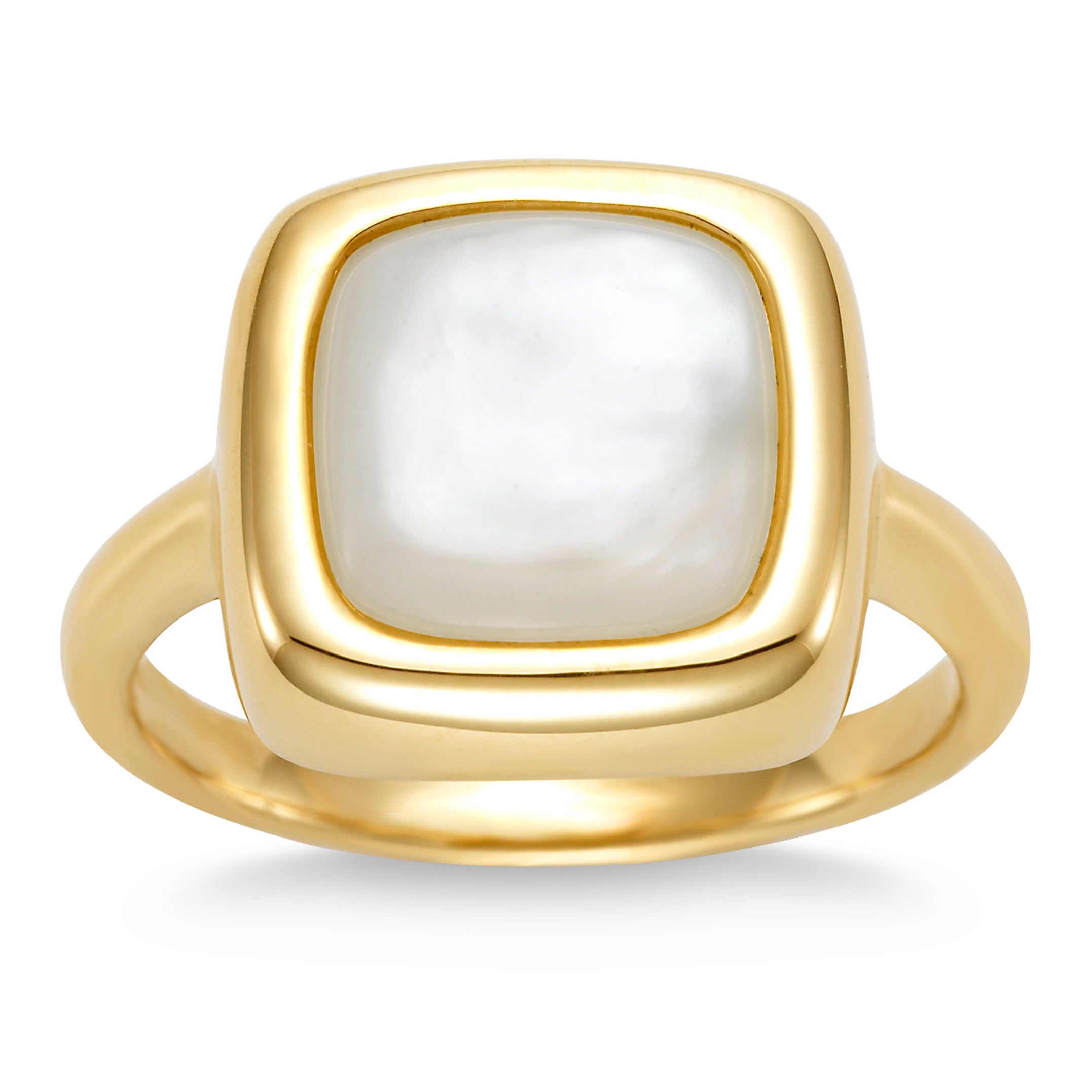 14KT YELLOW GOLD 10MM CUSHION MOTHER OF PEARL RING
