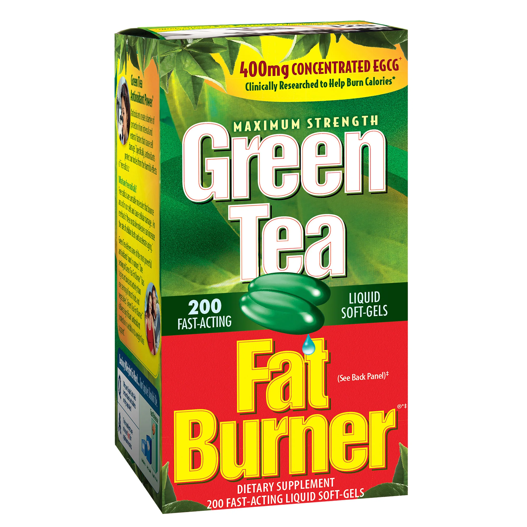 GREEN TEA FAT BURNER MAXIMUM STRENGTH 200 LIQUID SOFT-GELS - Image 1