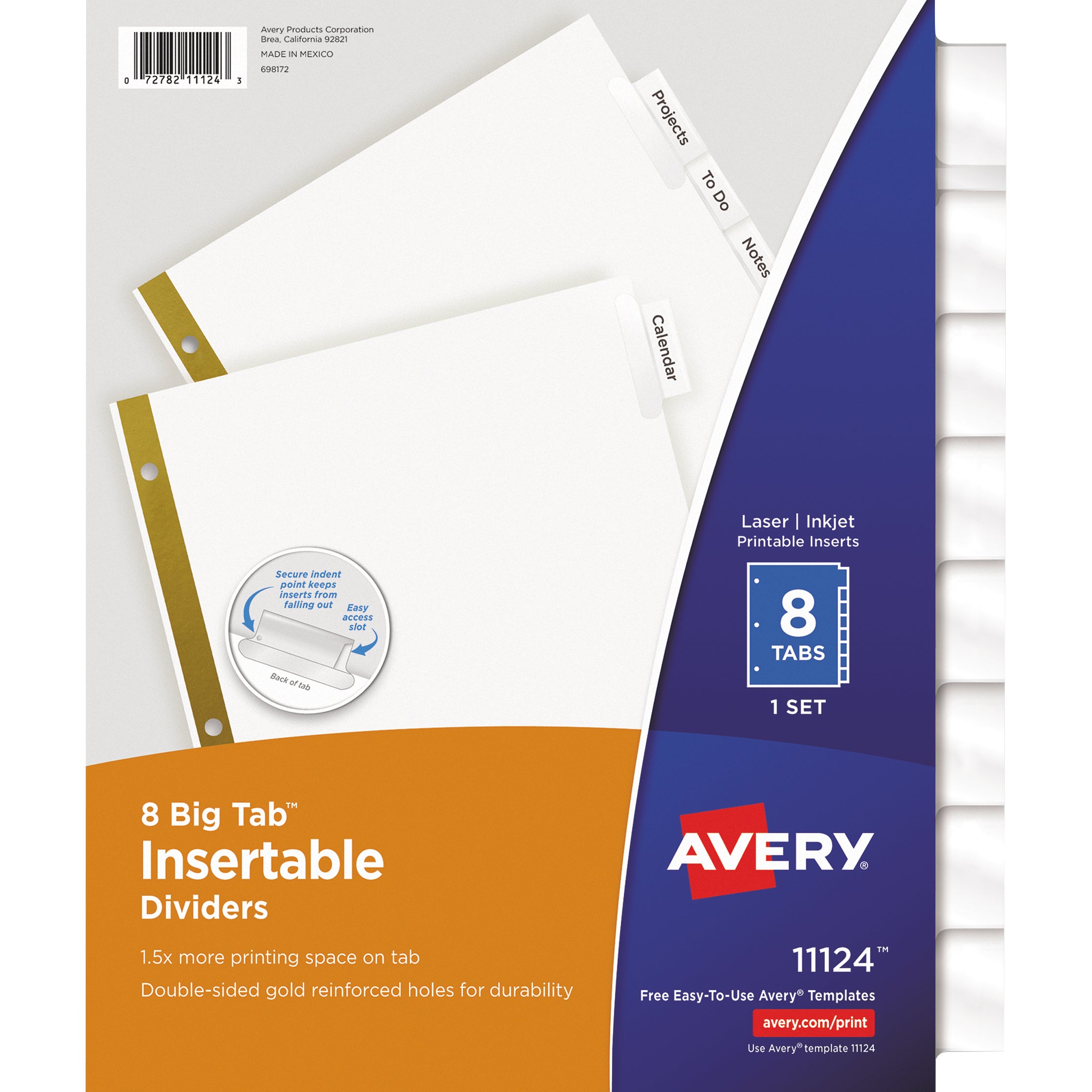 AVERY 8TAB CLR WHT INDEX DIV AVE11124KT 6CT