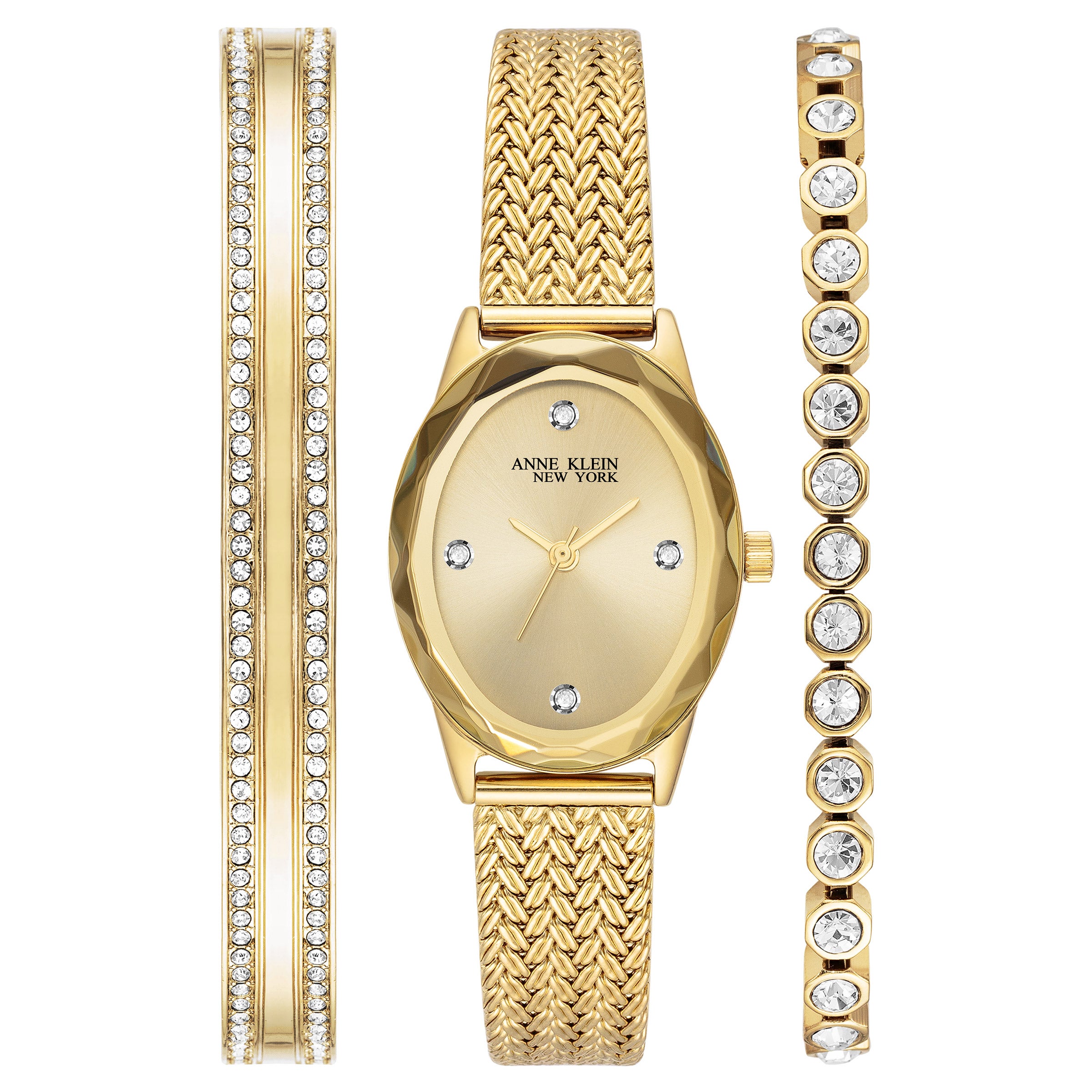 ANNE KLEIN NEW YORK WOMENS MESH WATCH AND BRACELET SET