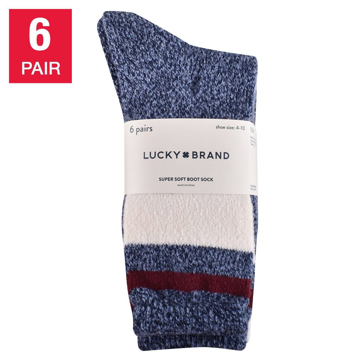 LUCKY BRAND WOMEN'S BOOT SOCK 6 PR