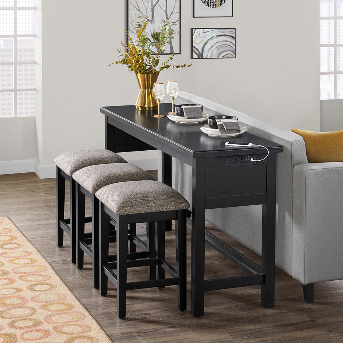 BAYSIDE FURNISHINGS HARRISON 4-PIECE SOFA TABLE - Image 1