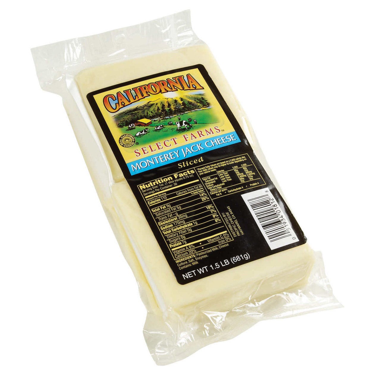 CALIFORNIA SELECT FARM SLICED MONTEREY JACK 1.5 LBS