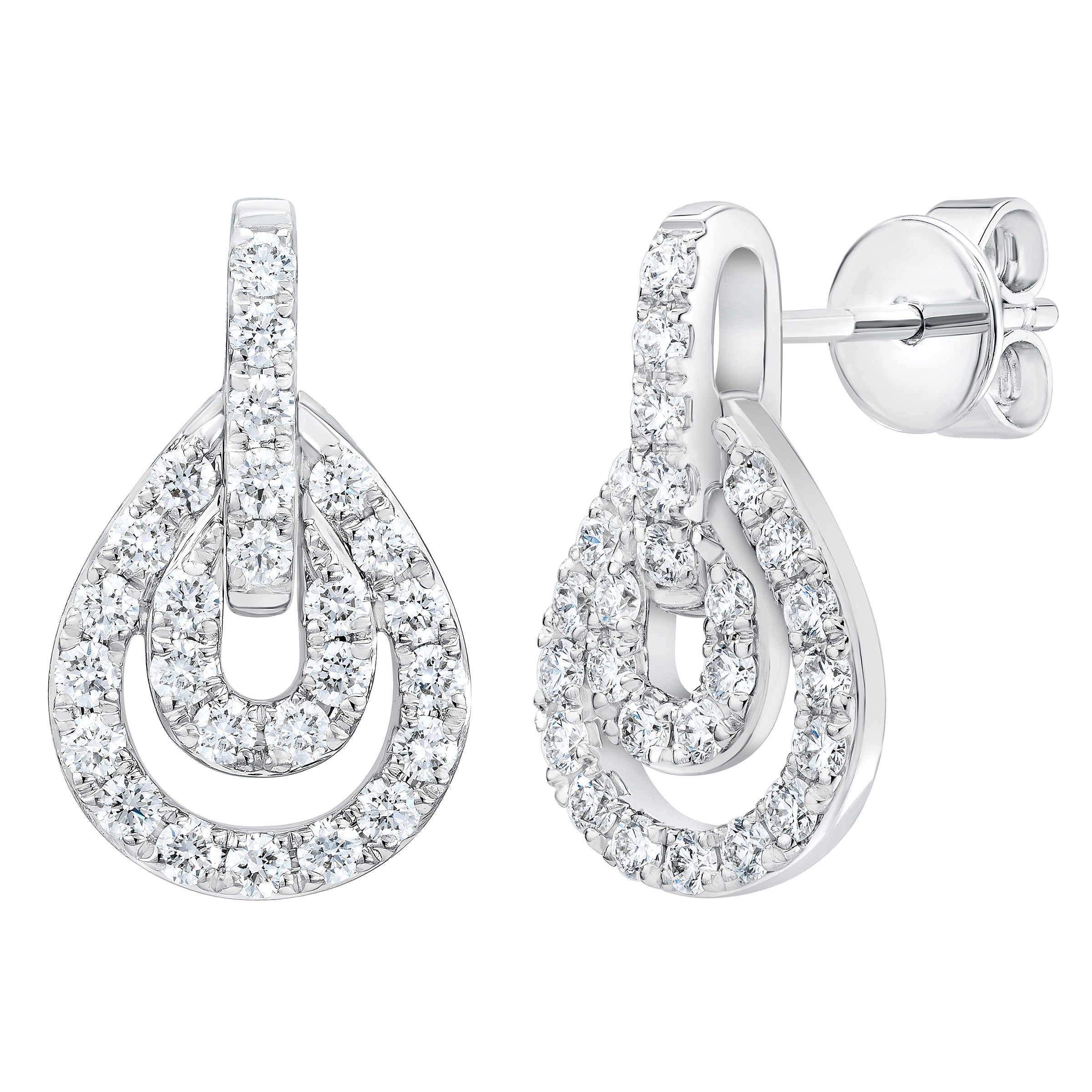 14KT WHITE GOLD VS2 I 0.62CTW ROUND DIAMOND TEARDROP EARRINGS - Image 1