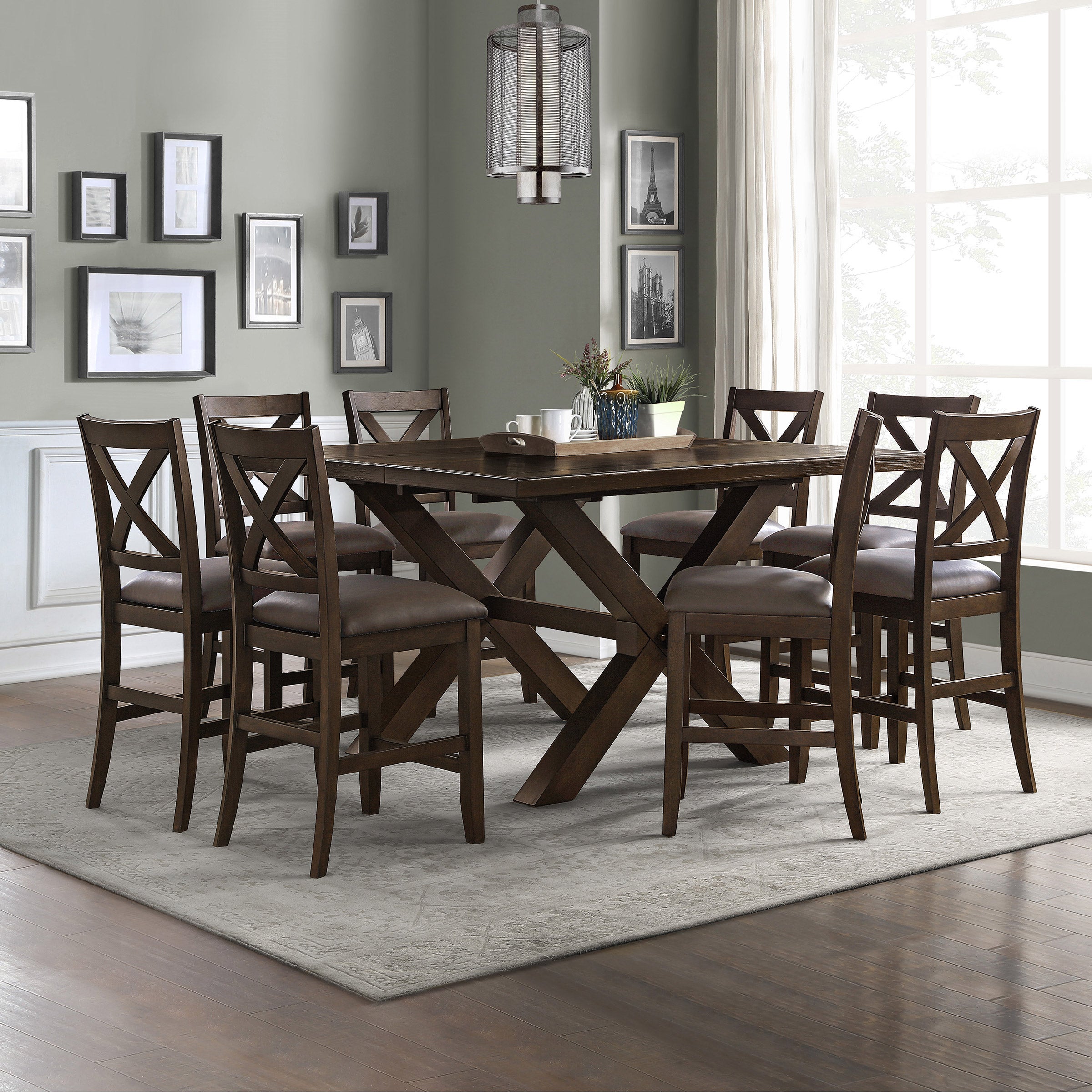BAYSIDE FURNISHINGS LANGSTON 9PC COUNTER HEIGHT DINING