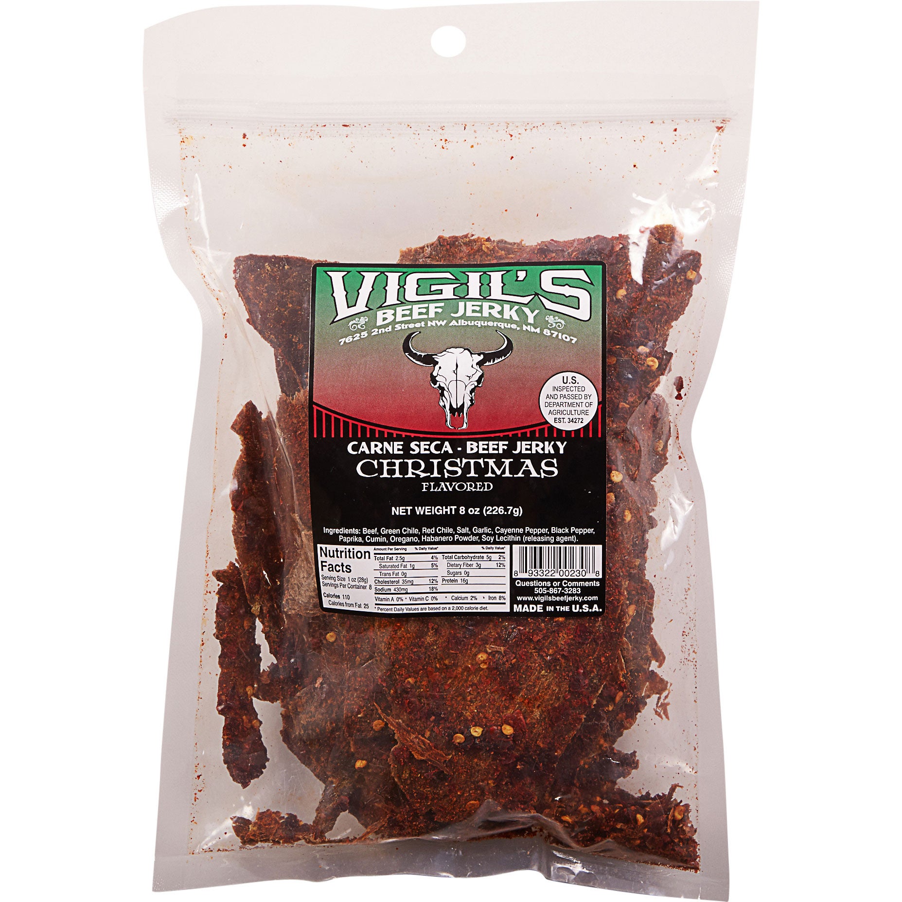 VIGIL'S CHRISTMAS BEEF JERKY 8 OZ