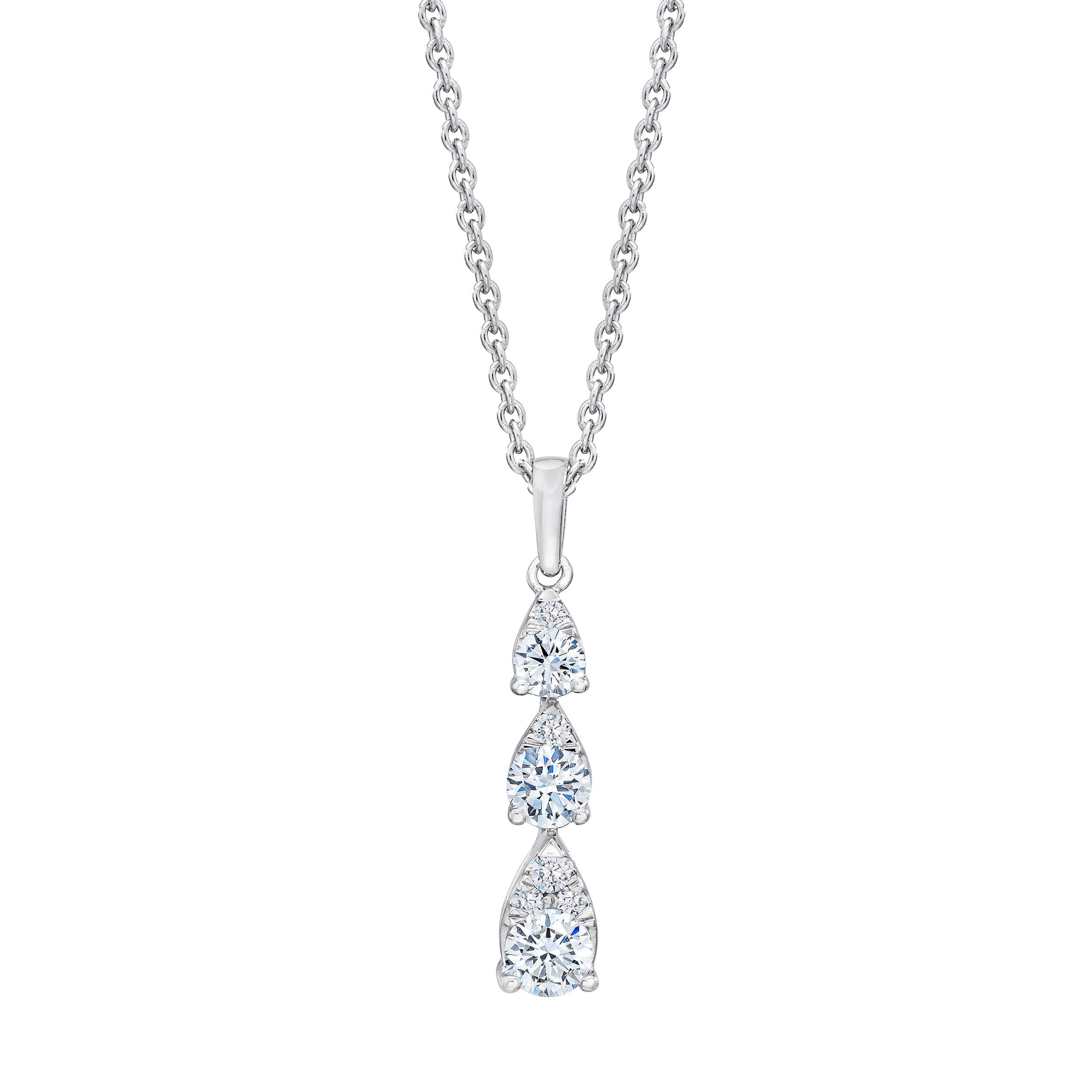 14KT WHITE GOLD VS2 G 0.40CTW ROUND DIAMOND DROP PENDANT