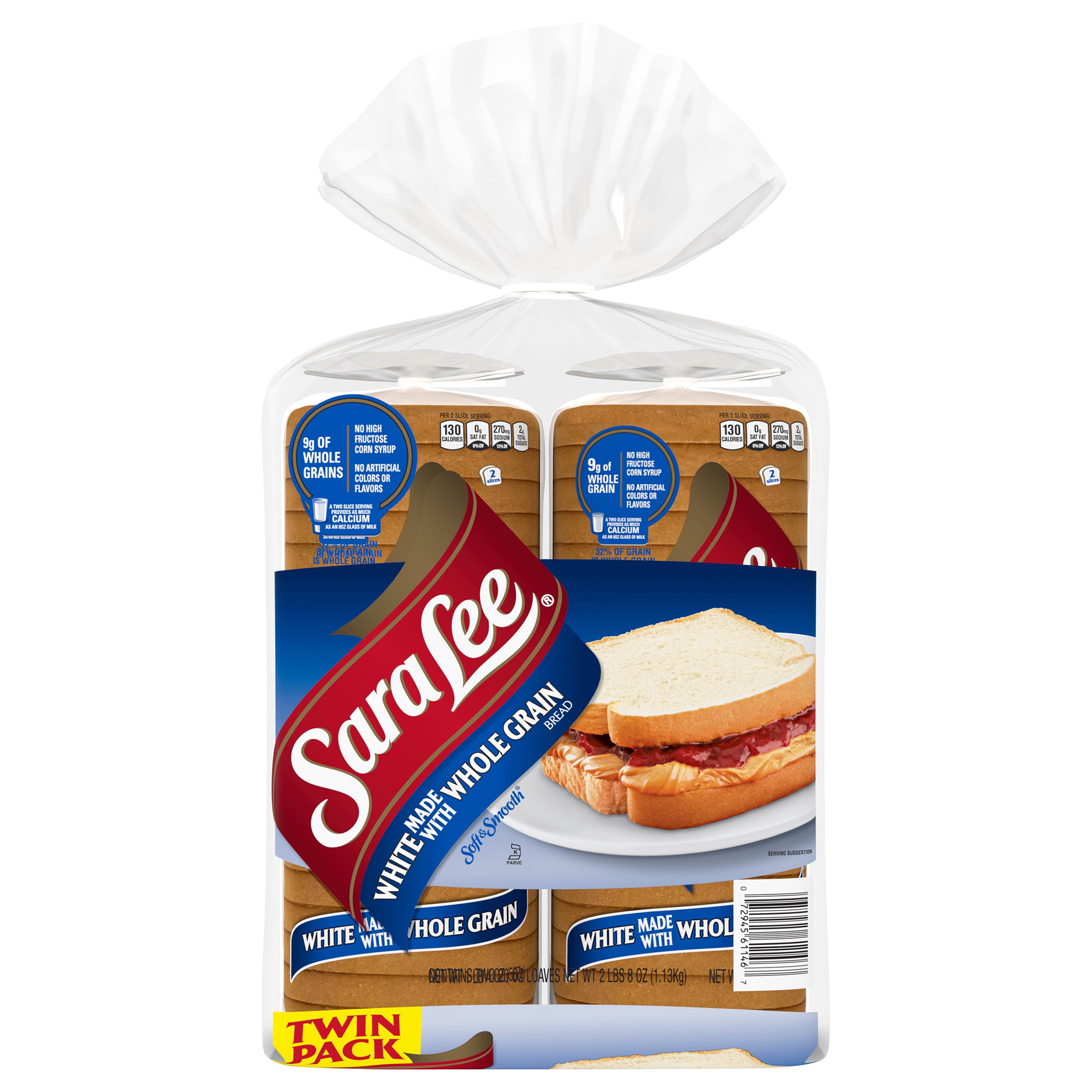 SARA LEE SOFT & SMOOTH WHOLE GRAIN WHITE 2/20 OUNCE LOAVES