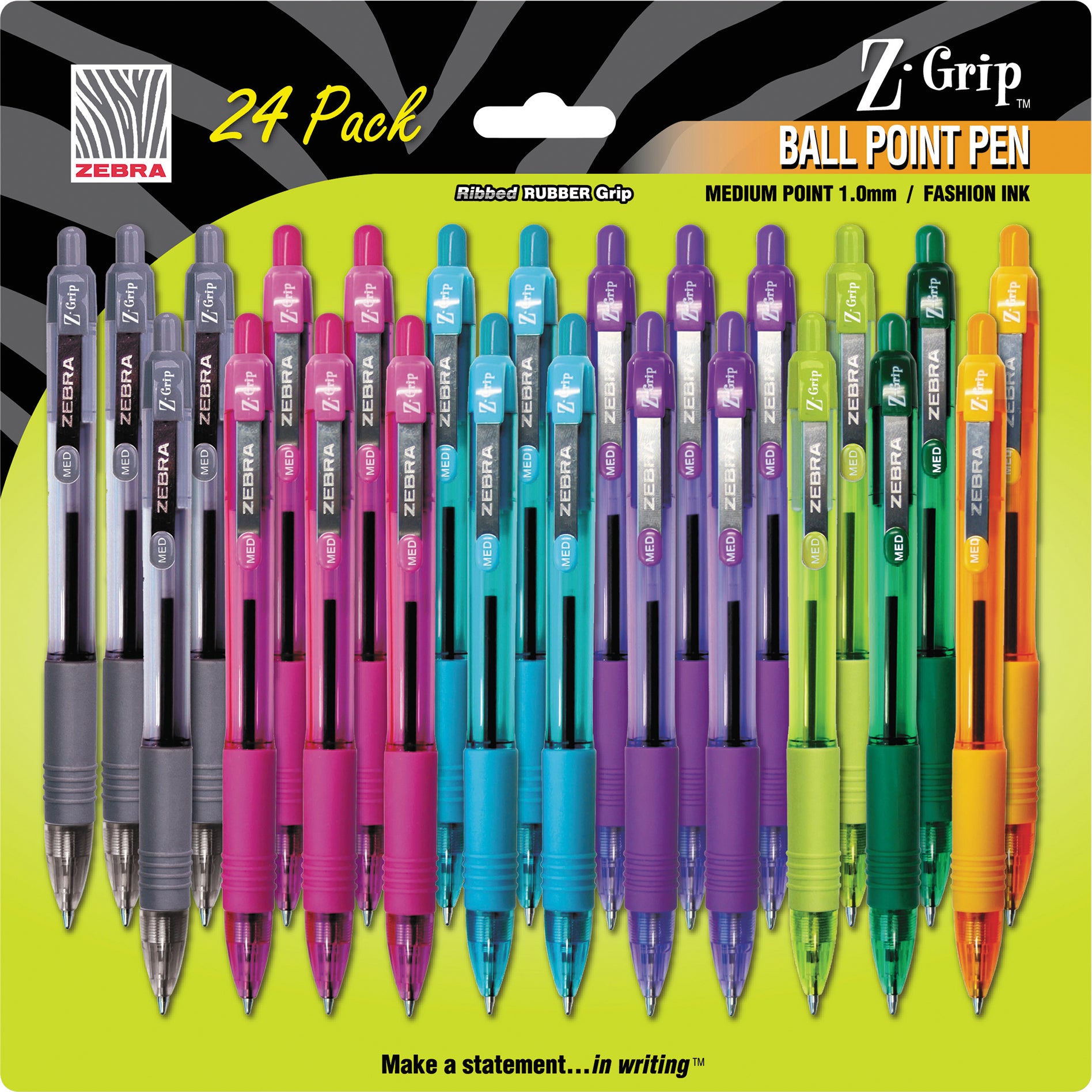 ZEBRA Z-GRIP RT BALLPNT PENS ZEB12271 ASSRTD 24CT