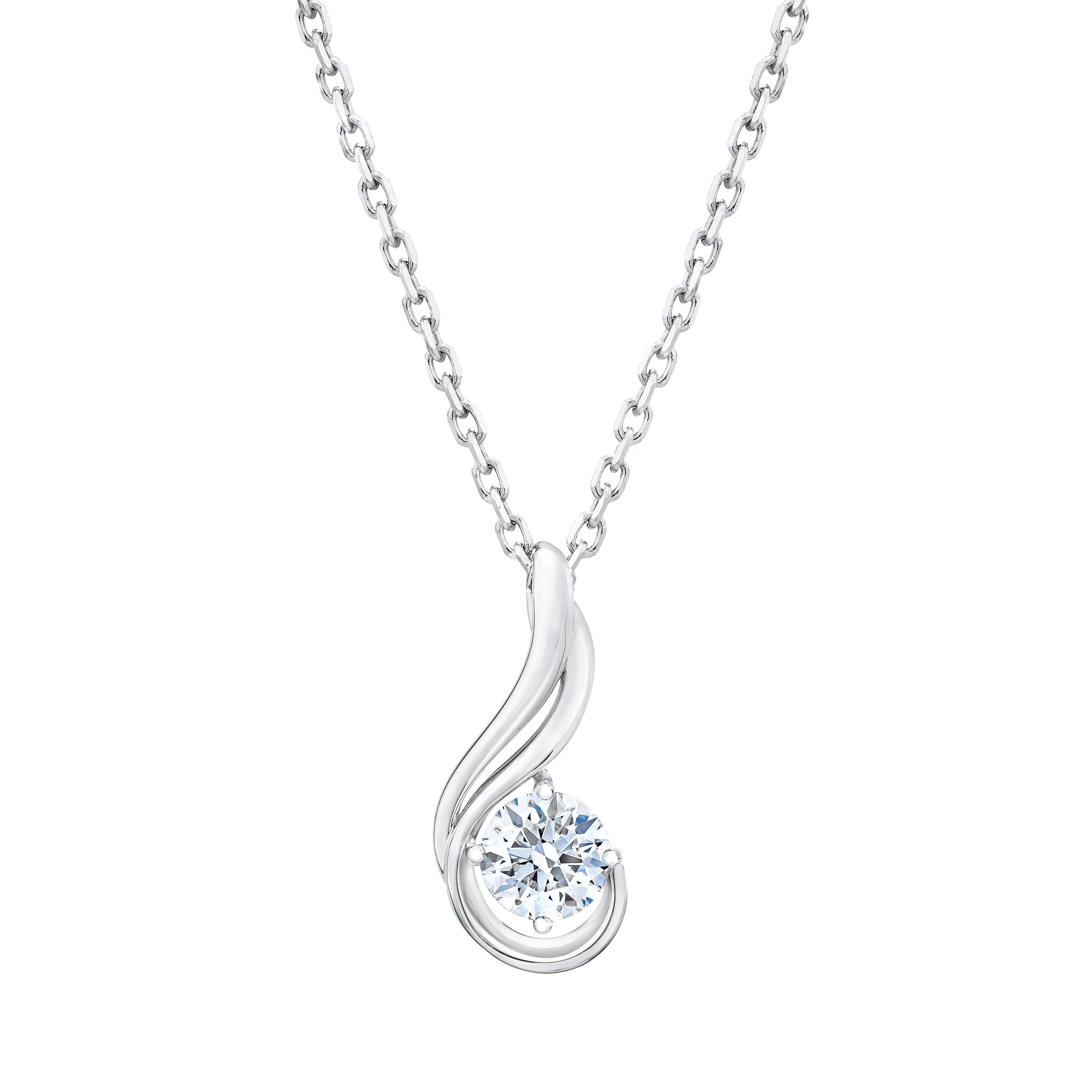 14KT WHITE GOLD VS2 I .60CTW ROUND DIAMOND SOLITAIRE PENDANT - Image 1