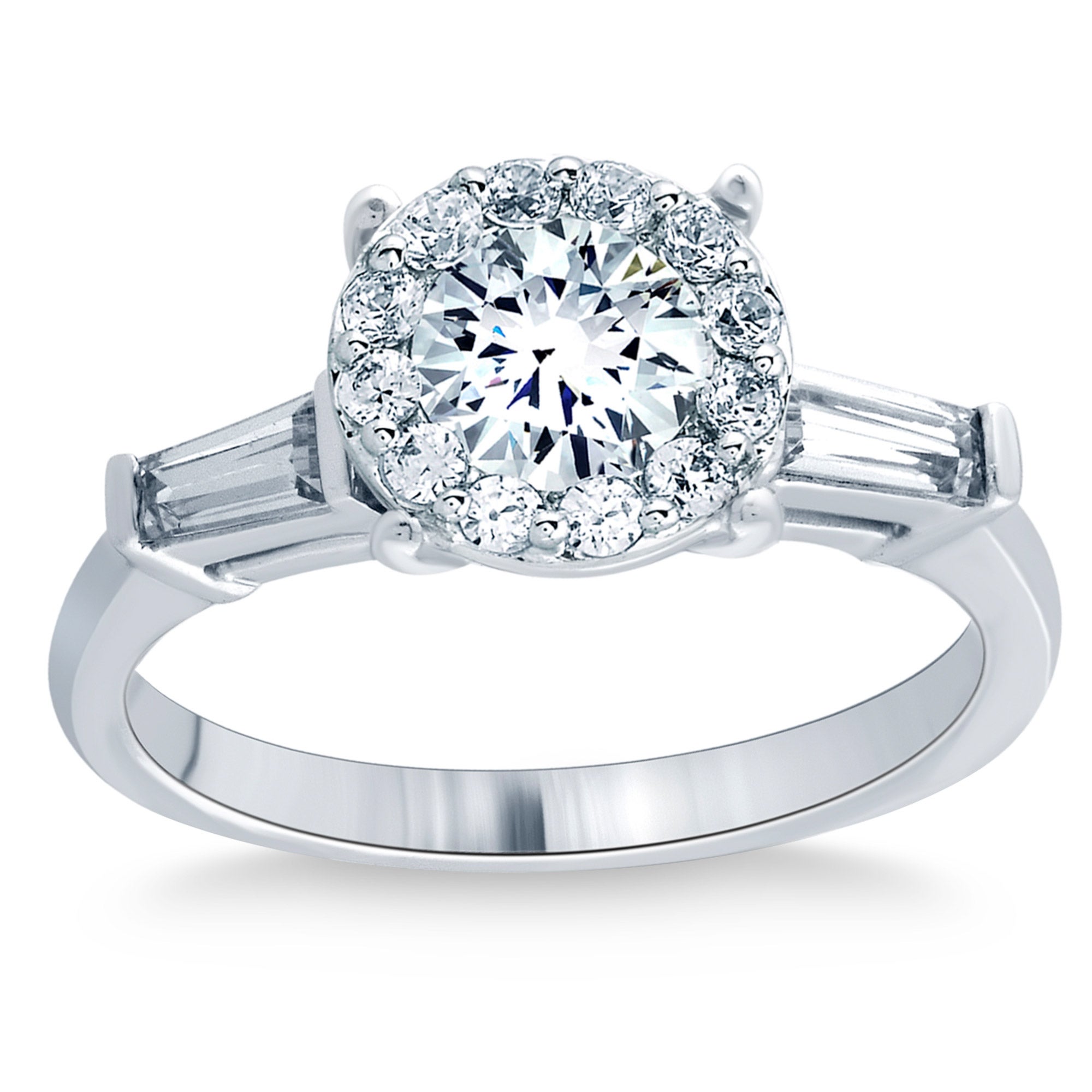 PLATINUM VS2 I 1.27CTW ROUND AND BAGUETTE DIAMOND RING (.70CTR)