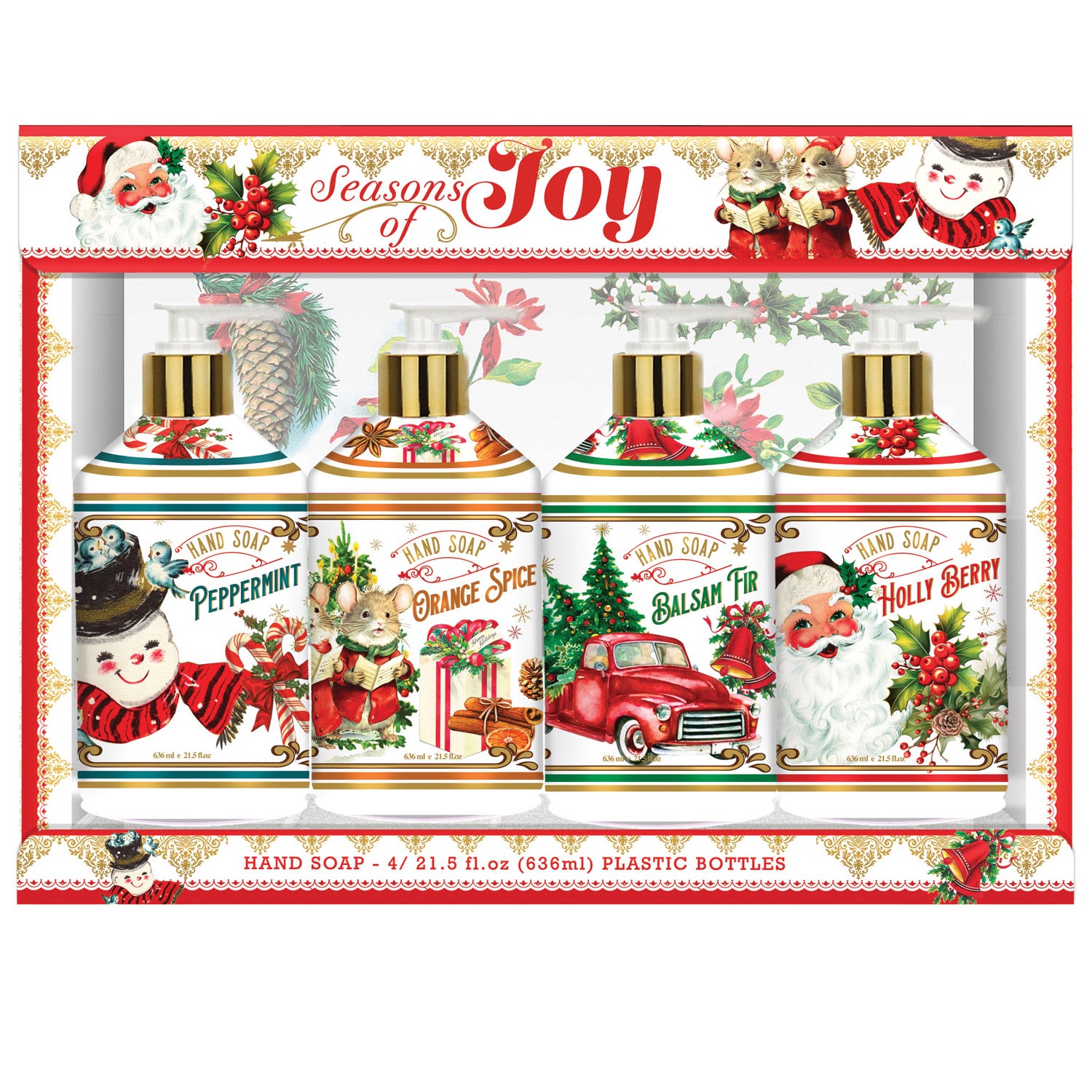 H+B SEASONS OF JOY HOLIDAY HAND SOAP 4 - 21.5OZ BOTTLES
