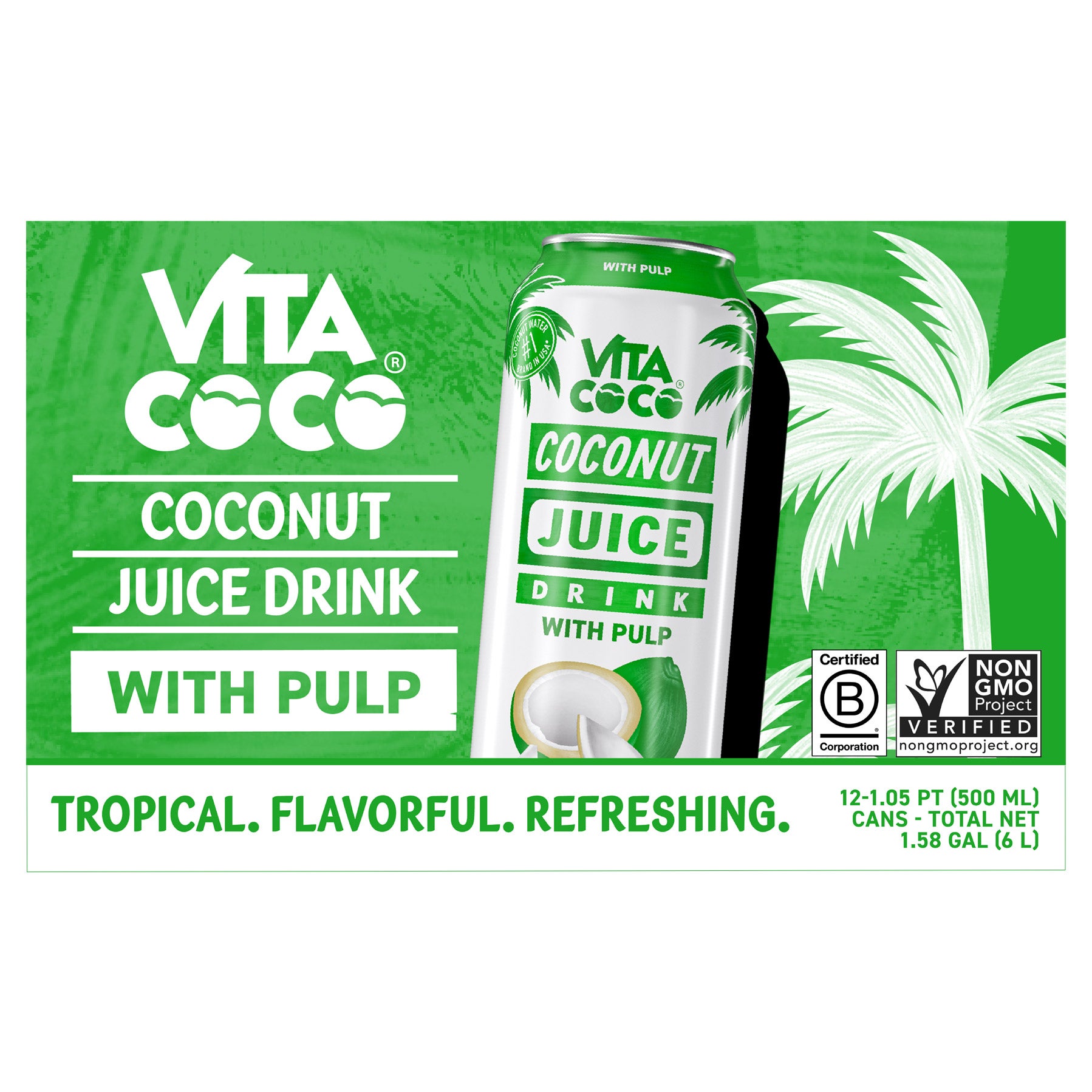 VITA COCO COCONUT JUICE DRINK WITH PULP 12/16.9 OZ - Image 1