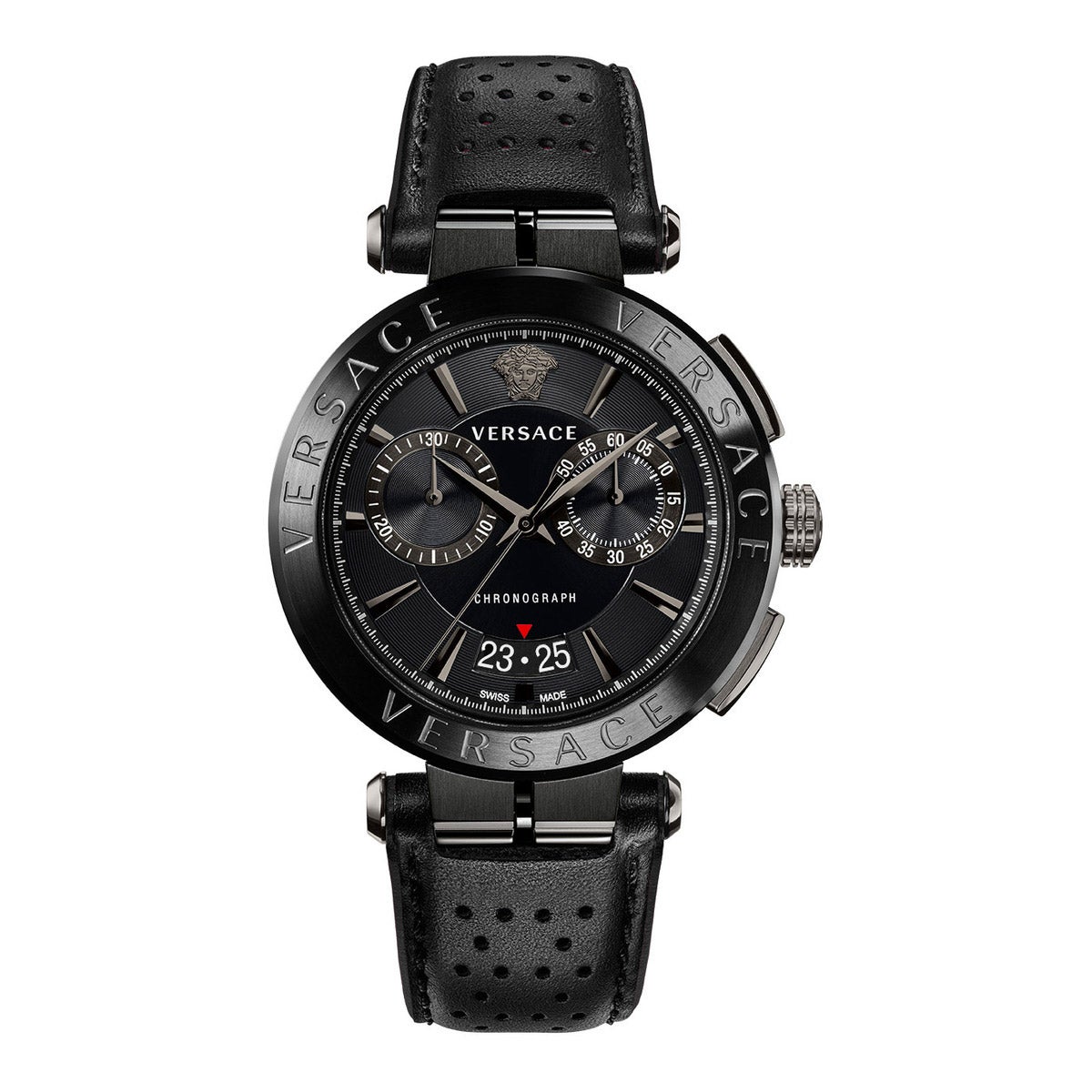 VERSACE AION CHRONO BLUE LEATHER STRAP CHRONOGRAPH MENS WATCH - Image 1