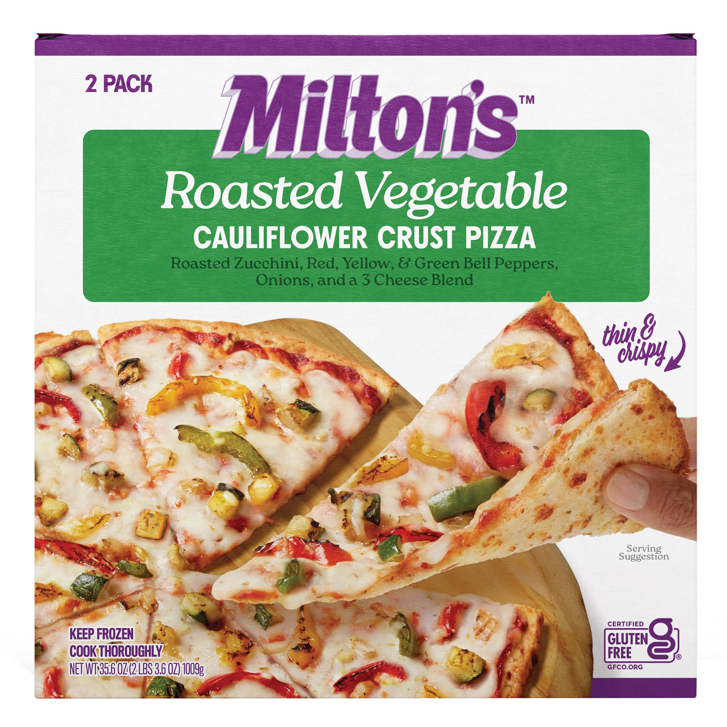 MILTON'S CAULIFLOWER CRUST RSTD VEG PIZZA 2/17.8 OZ. - Image 1