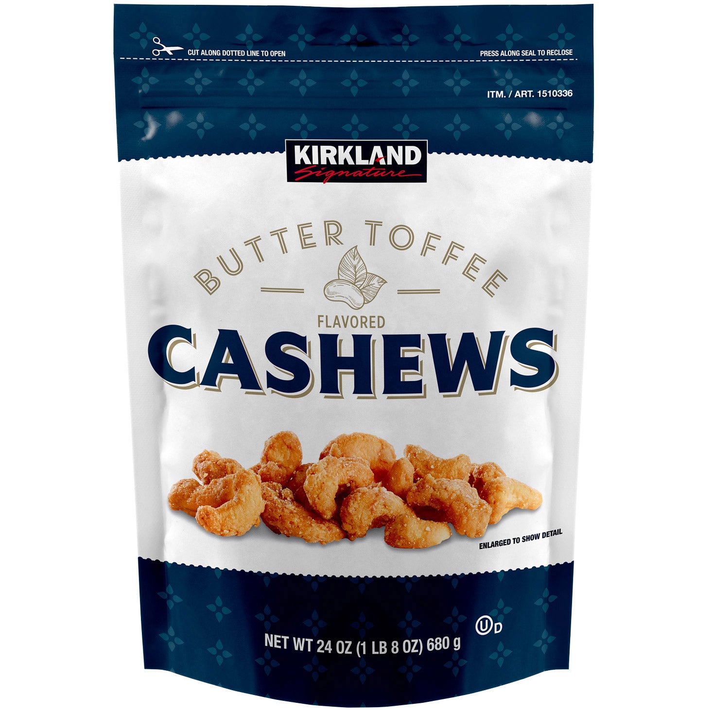 KIRKLAND SIGNATURE BUTTER TOFFEE CASHEWS 24 OUNCE BAG - Image 1