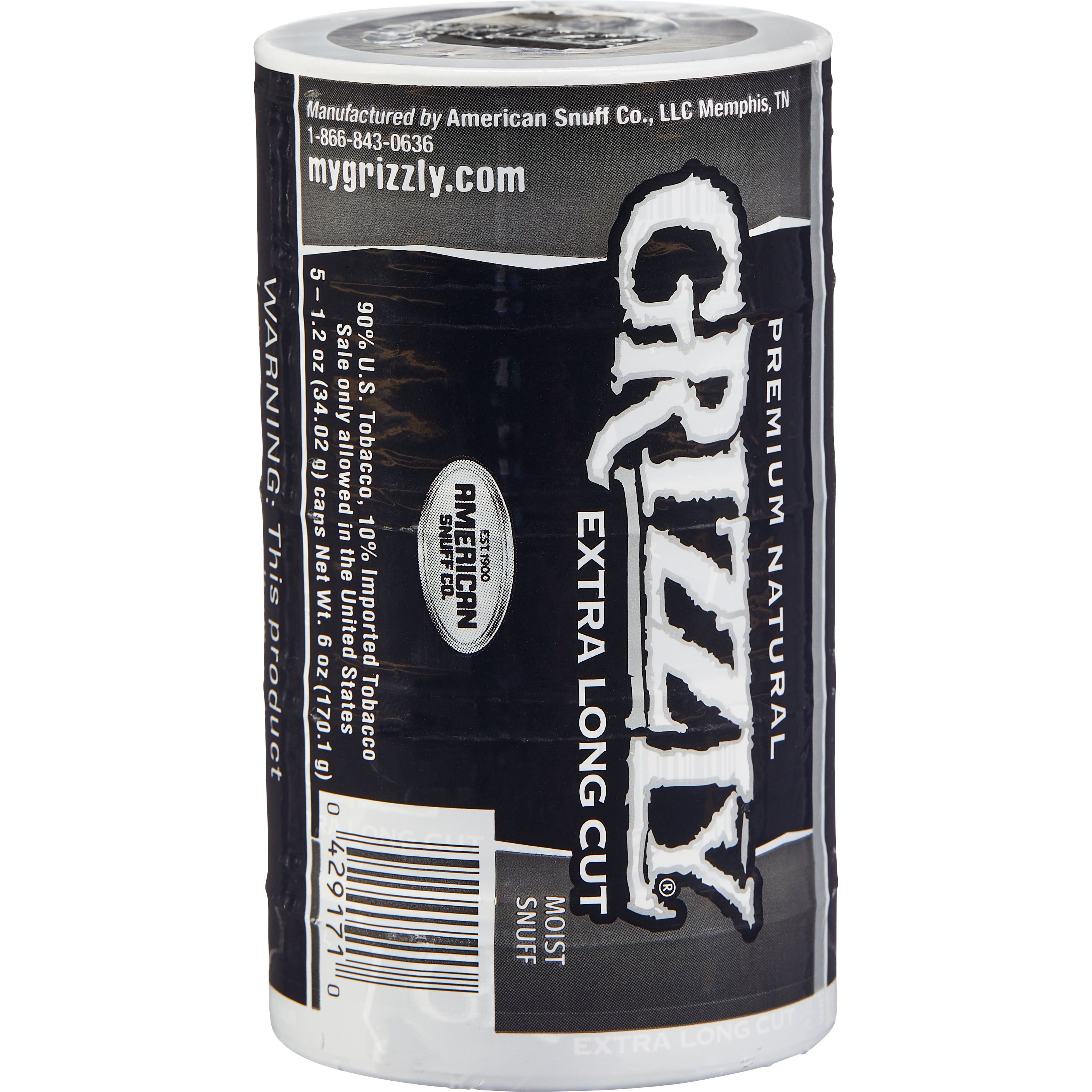 GRIZZLY NATURAL EXTRA LONG CUT 5/1.2 OZ CANS
