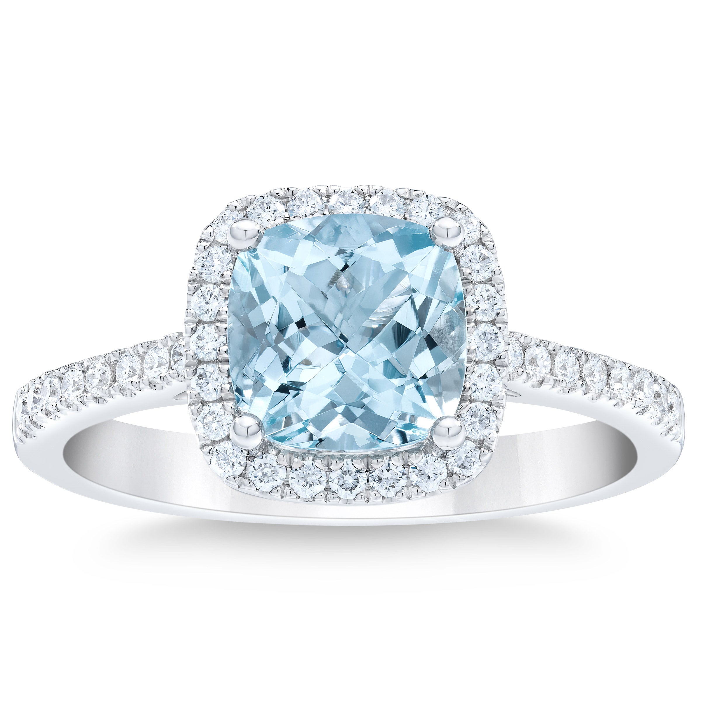 14KT WHITE GOLD .20CTW VS2 I DIAMOND & AQUAMARINE RING - Image 1
