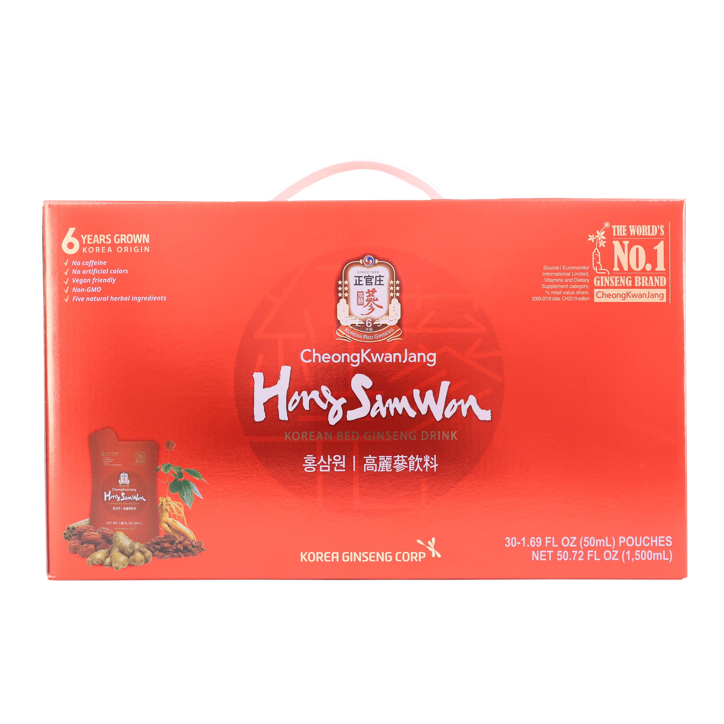 HONG SAM WON RED GINSENG DRINK 30 POUCHES 1.69 OZ EA - Image 1
