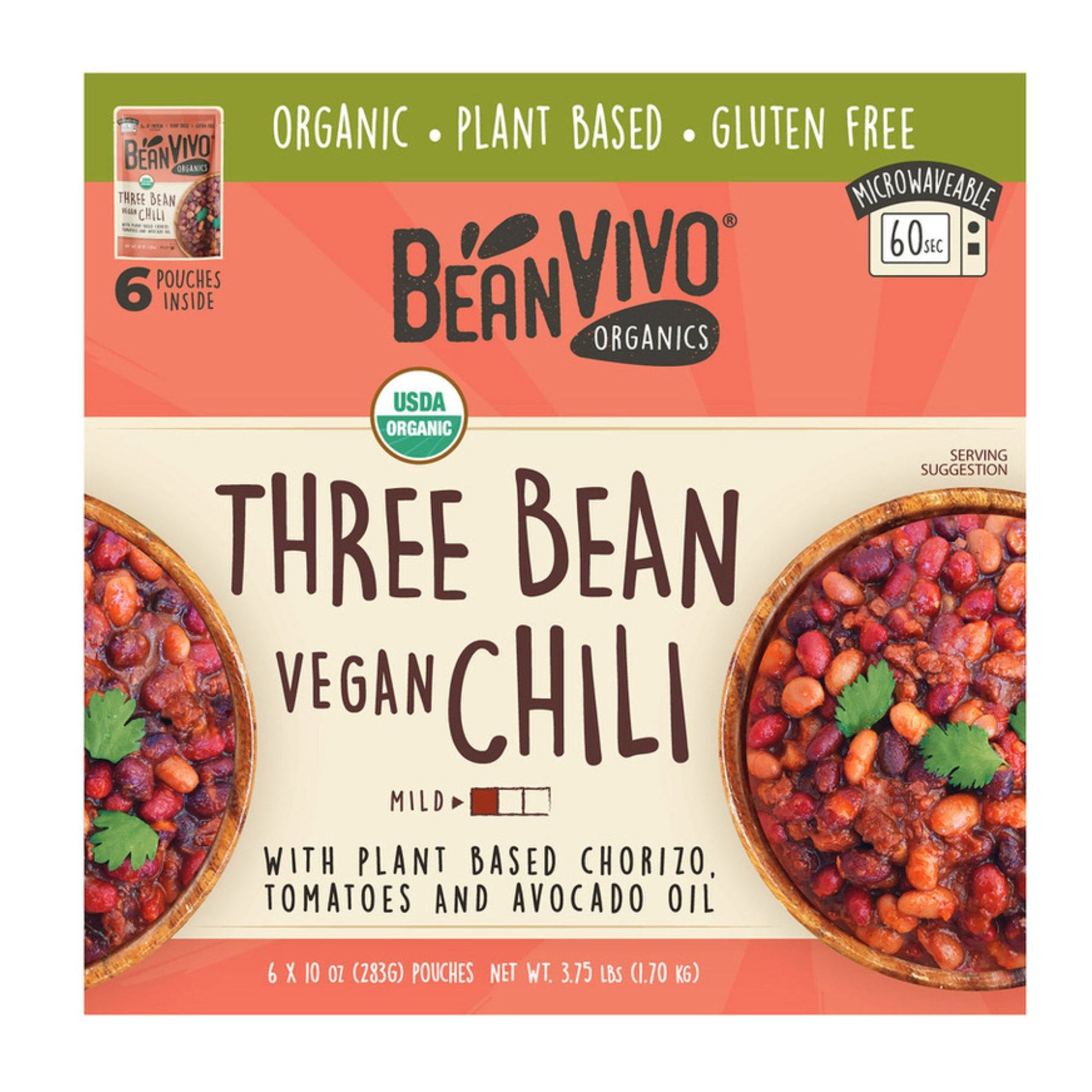ORGANIC BEAN VIVO THREE BEAN CHILI 6/10 OZ