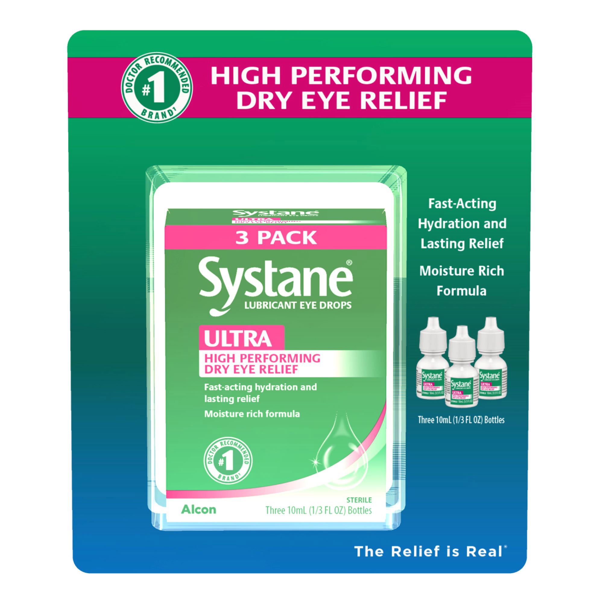 ALCON SYSTANE ULTRA LUBRICANT EYE DROPS 3 X 10 ML - Image 1