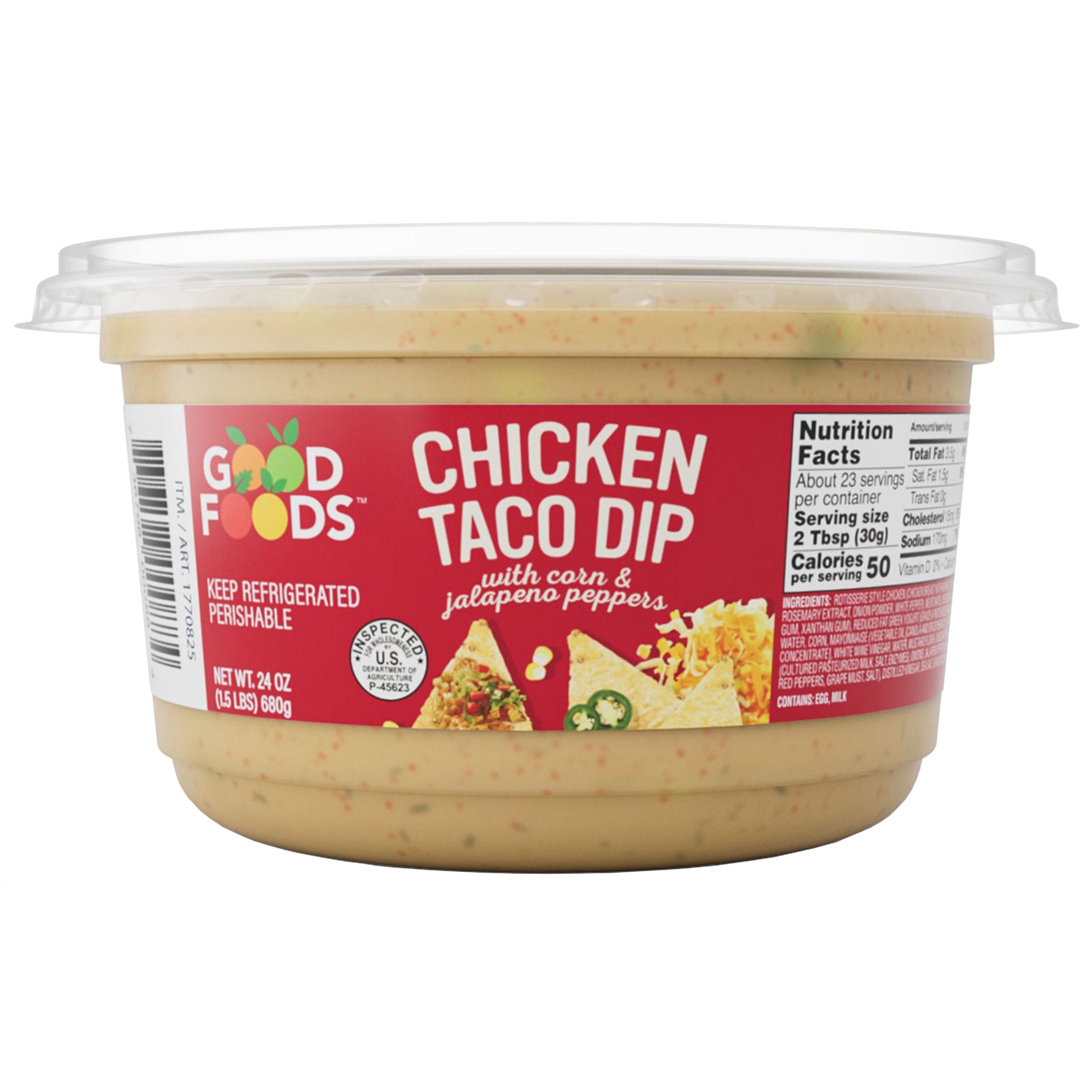 GOOD FOODS CHICKEN TACO DIP 24 OUNCE CONTAINER