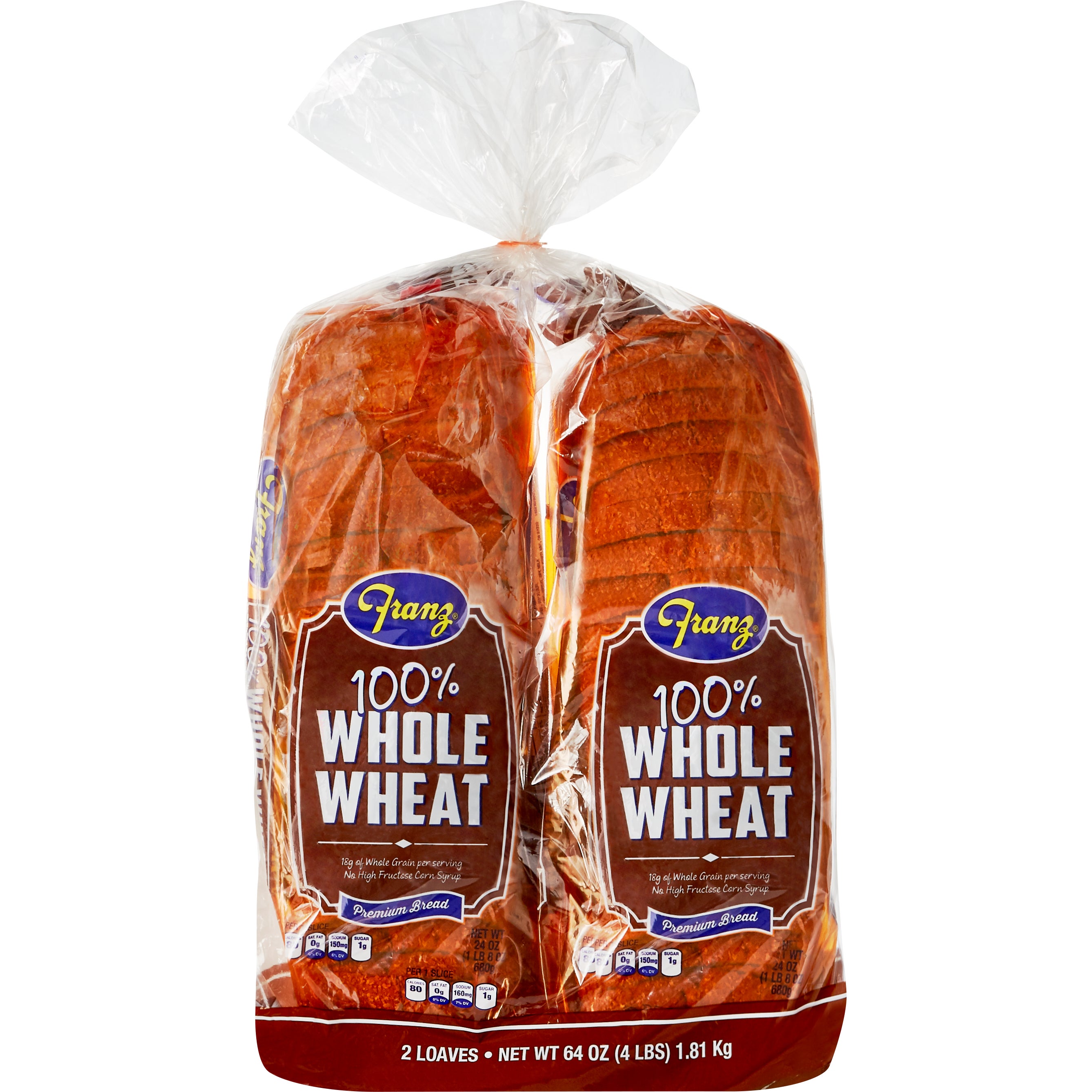 FRANZ 100% WHOLE WHEAT BREAD 2 PACK 32 OUNCES EACH