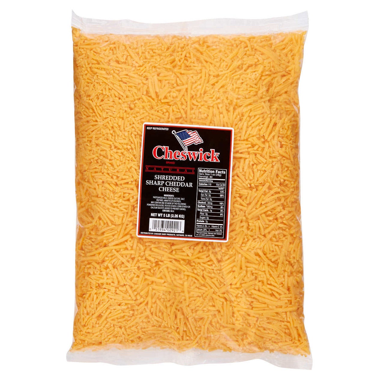 CHESWICK SHREDDED SHARP CHEDDAR 5 LB