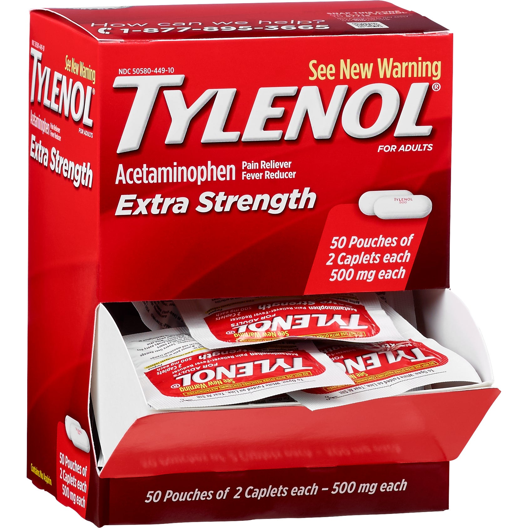 TYLENOL EXTRA STRENGTH CAPLETS 50CT/2PK