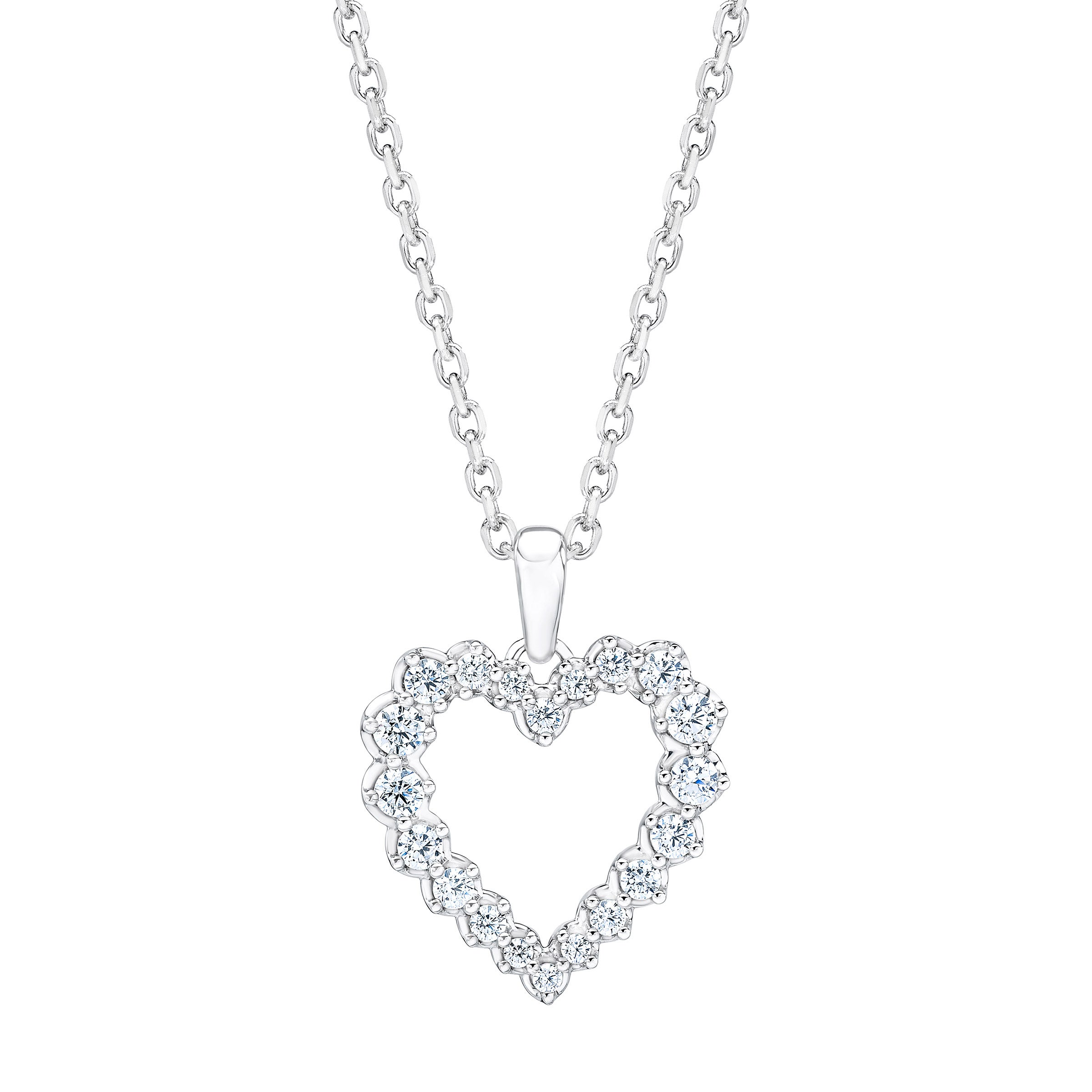 14KT WHITE GOLD VS2 I 0.50CTW ROUND DIAMOND HEART PENDANT - Image 1