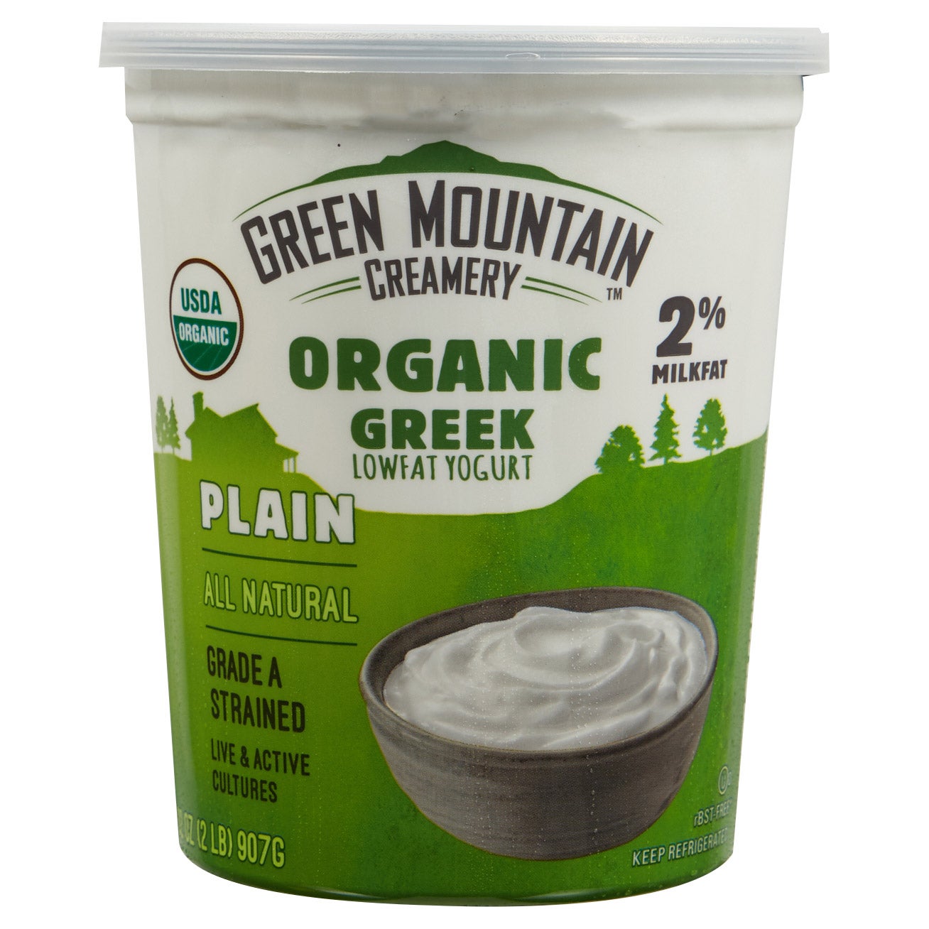 ORGANIC GREEN MOUNTAIN 2% GREEK PLAIN YOGURT 32 OUNCES