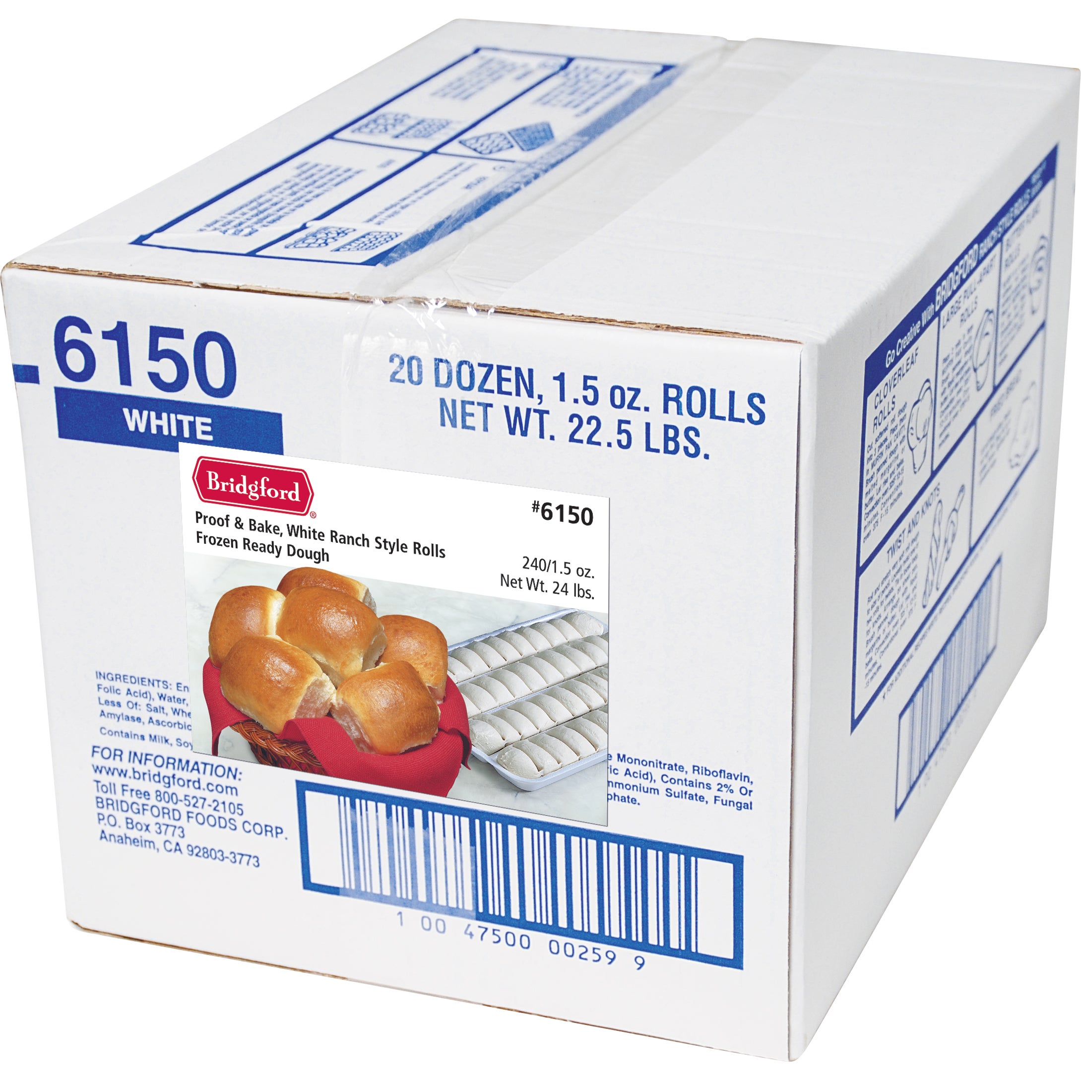 BRIDGFORD DINNER ROLL DOUGH 240/1.5OZ