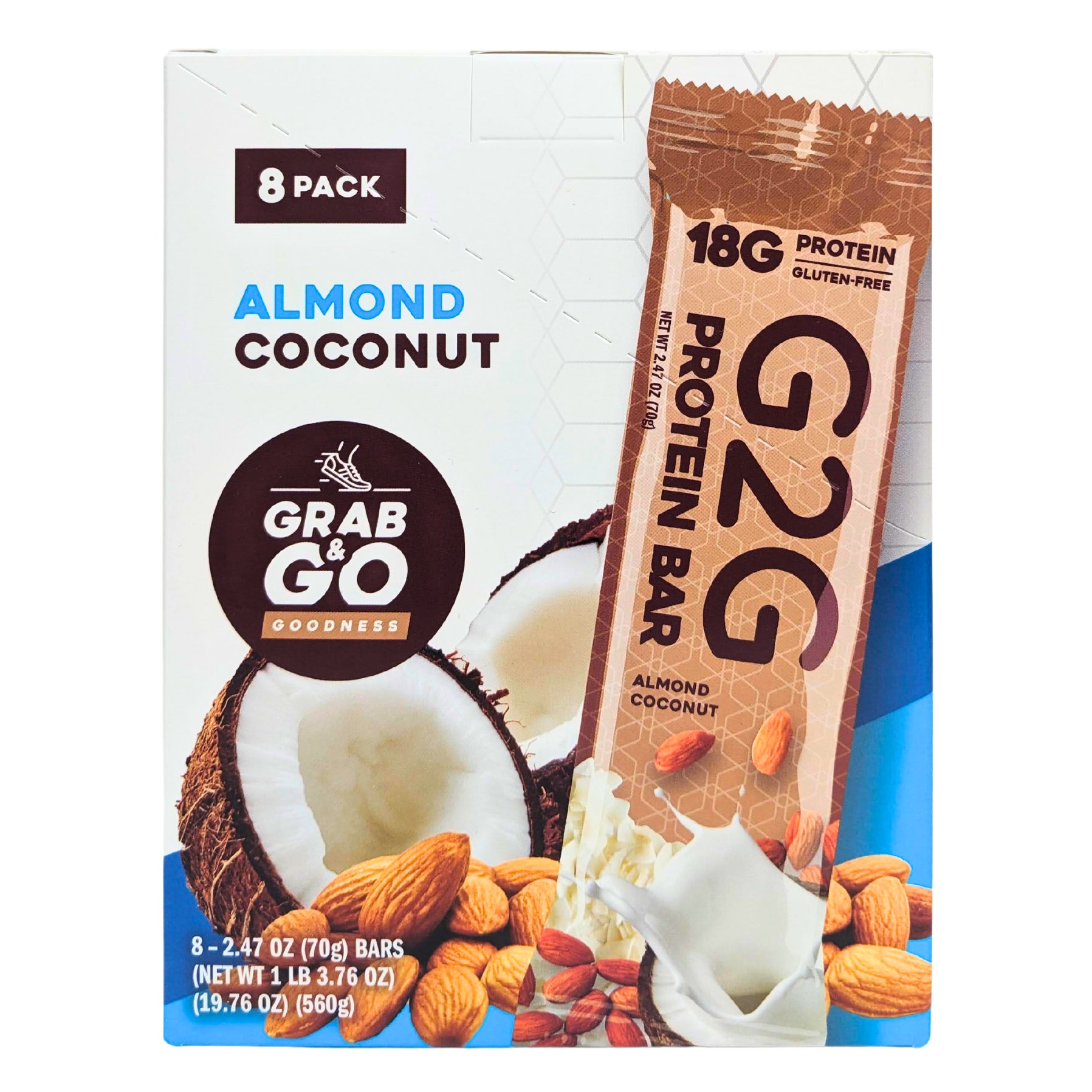 G2G PROTEIN BAR ALMOND COCONUT 8 CT