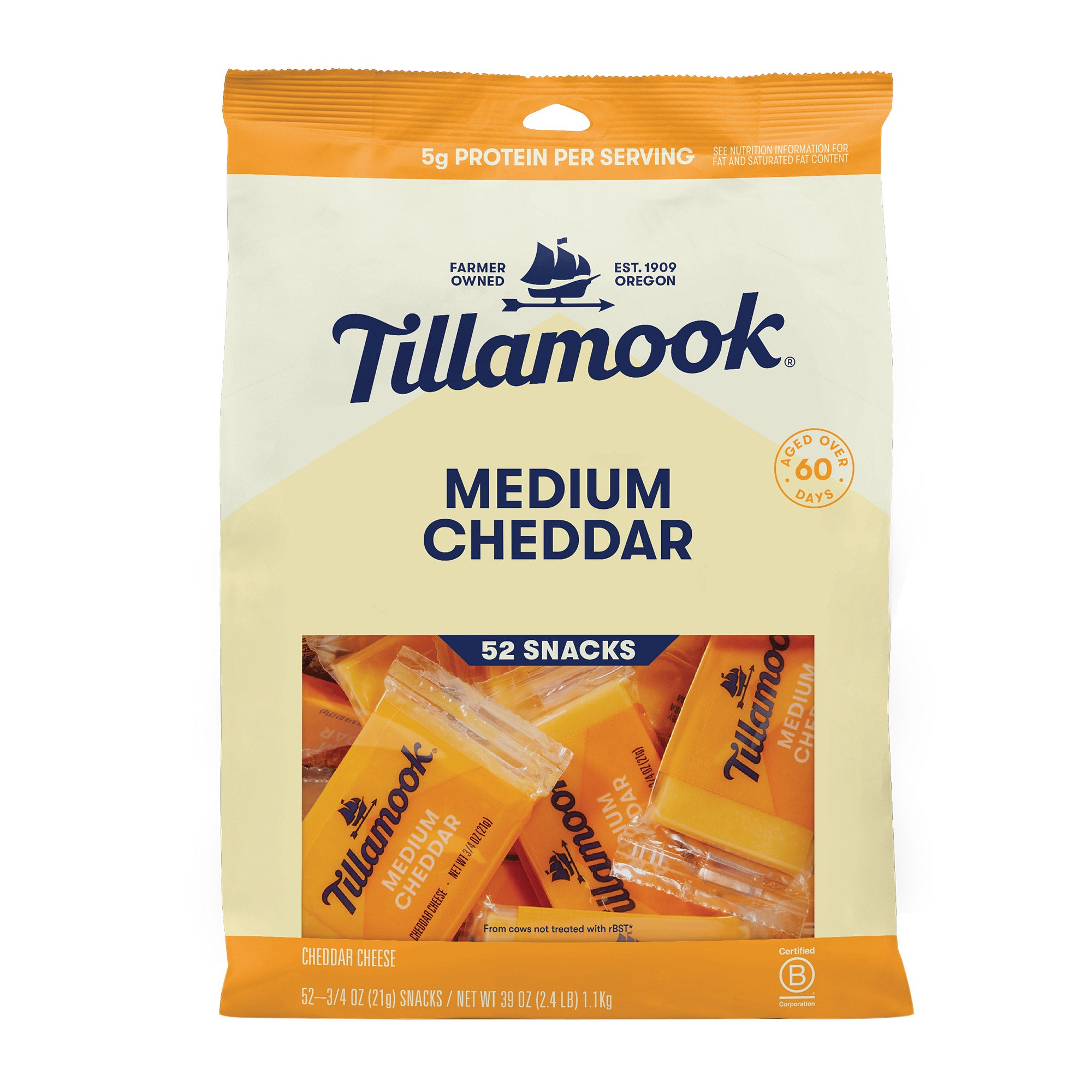 TILLAMOOK MEDIUM CHEDDAR CHEESE 52 COUNT .75 OUNCES EA - Image 1